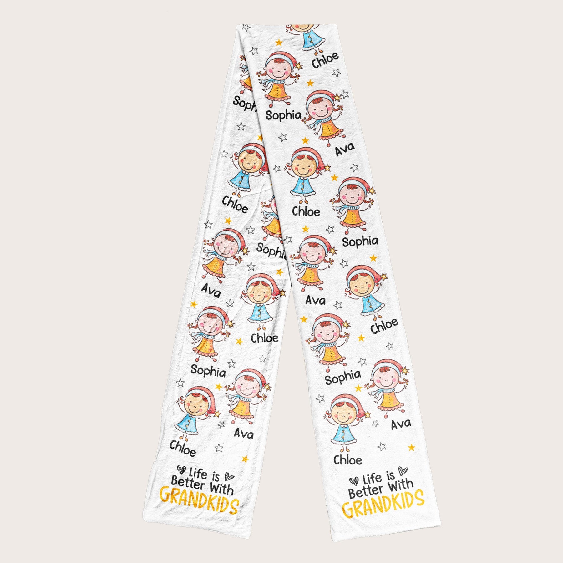 Life Is Better With Grandkids - Personalized Fleece Scarf