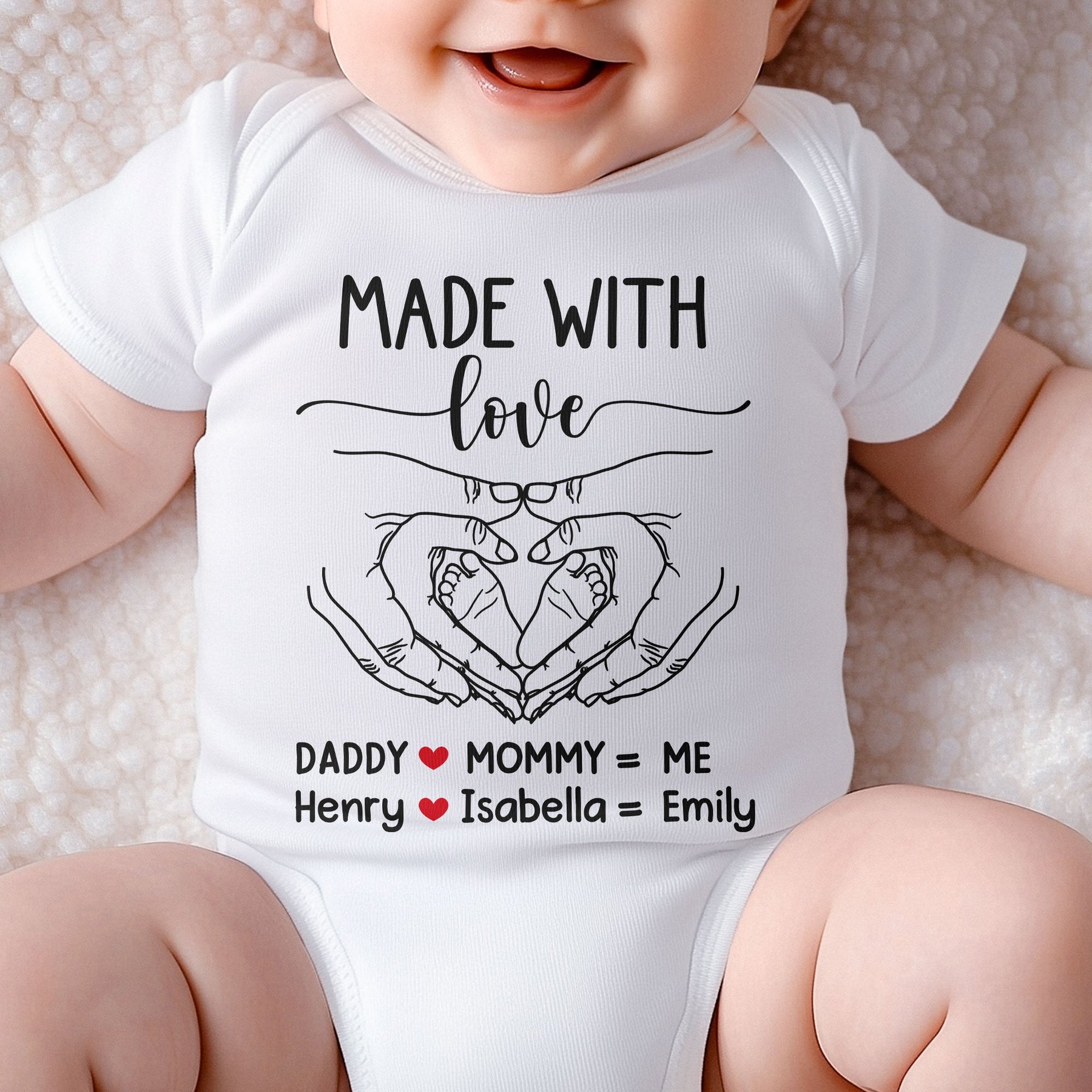 Made With Love - Personalized Baby Bodysuit