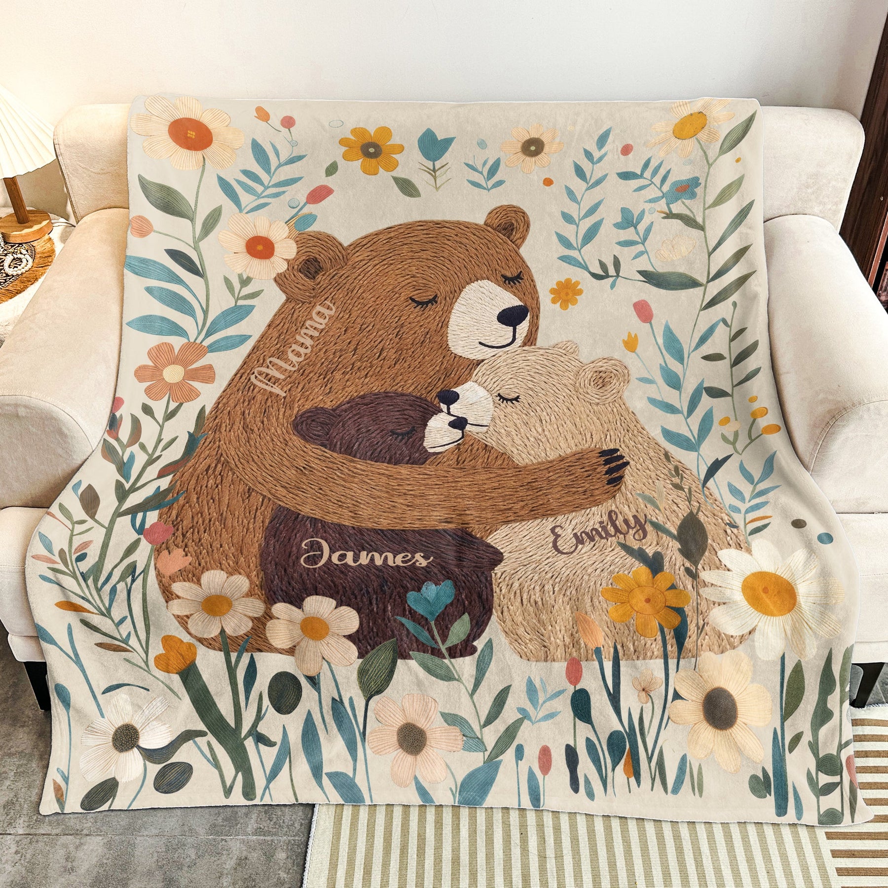 Mama Bear Mother's Day Gift For Mom, Wife, Daughter - Personalized Blanket