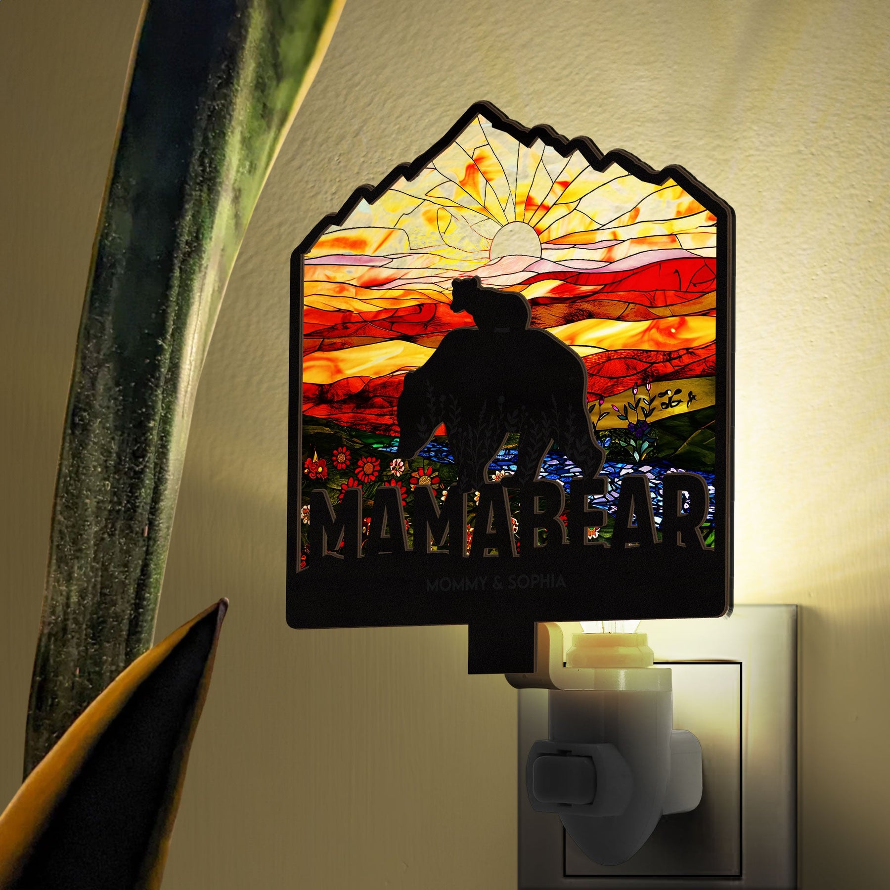 Mama Bear - Personalized Wood And Acrylic Night Light