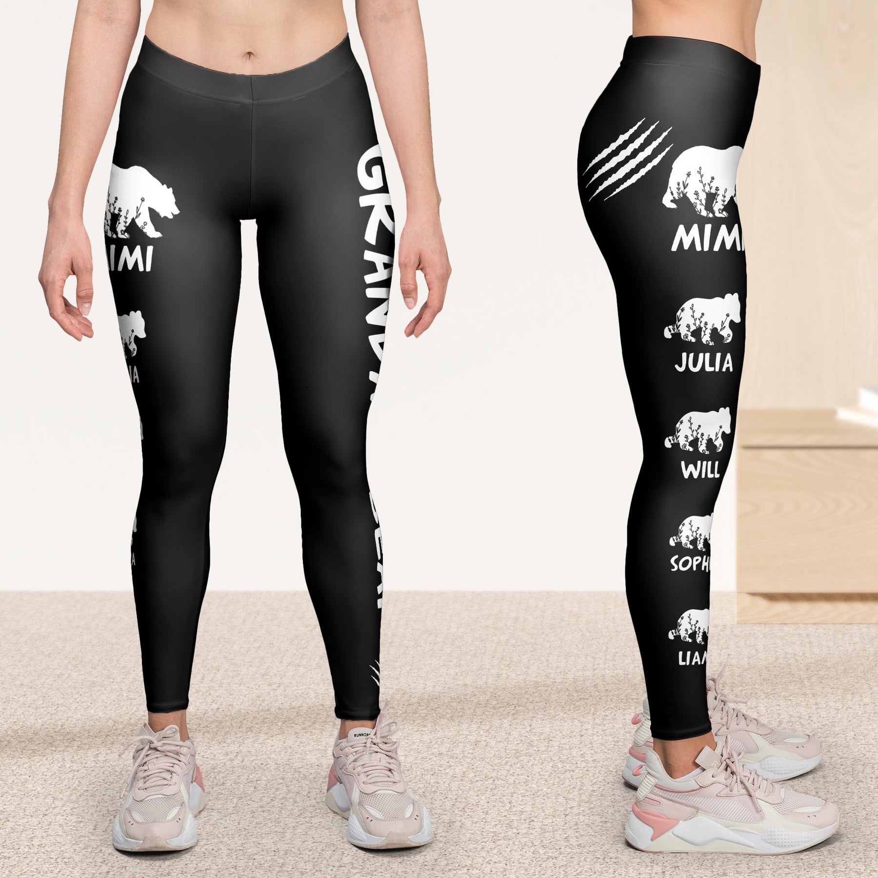 Mama Bear, Grandma Bear - Custom With Cute Cubs - Personalized Leggings