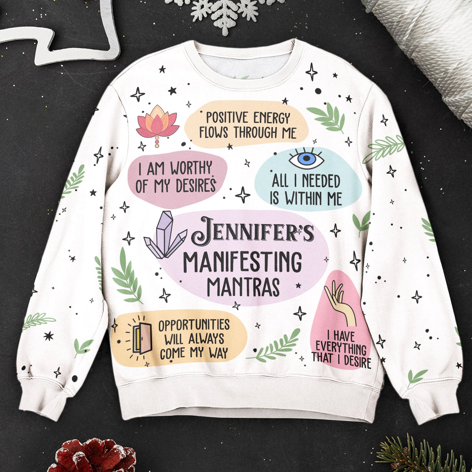 Manifesting Mantras Manifest Gift Affirmations Gift - Personalized 3D Printed Sweatshirt