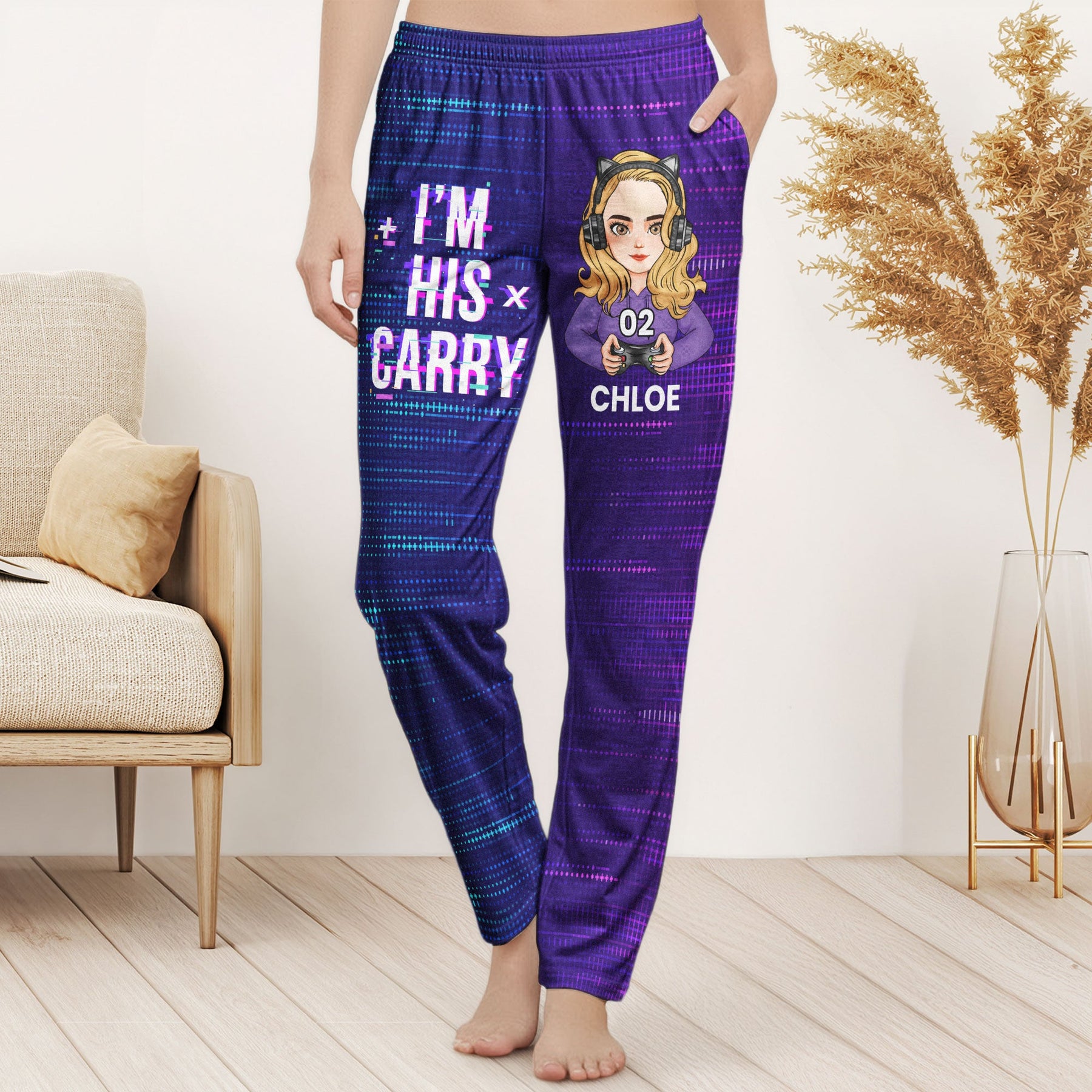 Matching Gaming Couples Player 01 02 For Gamer Lovers - Personalized Lounge Pants With Pockets