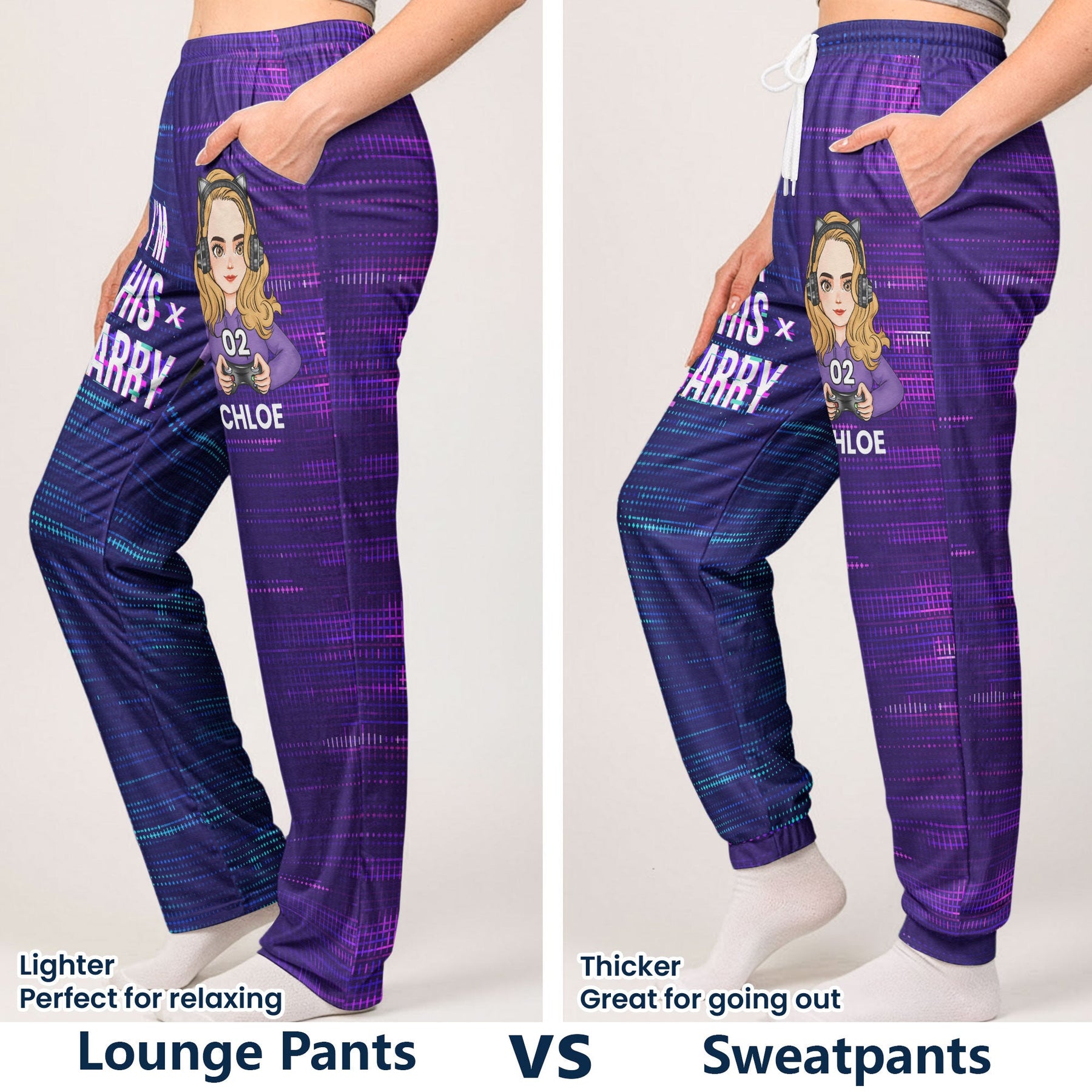 Matching Gaming Couples Player 01 02 For Gamer Lovers - Personalized Lounge Pants With Pockets