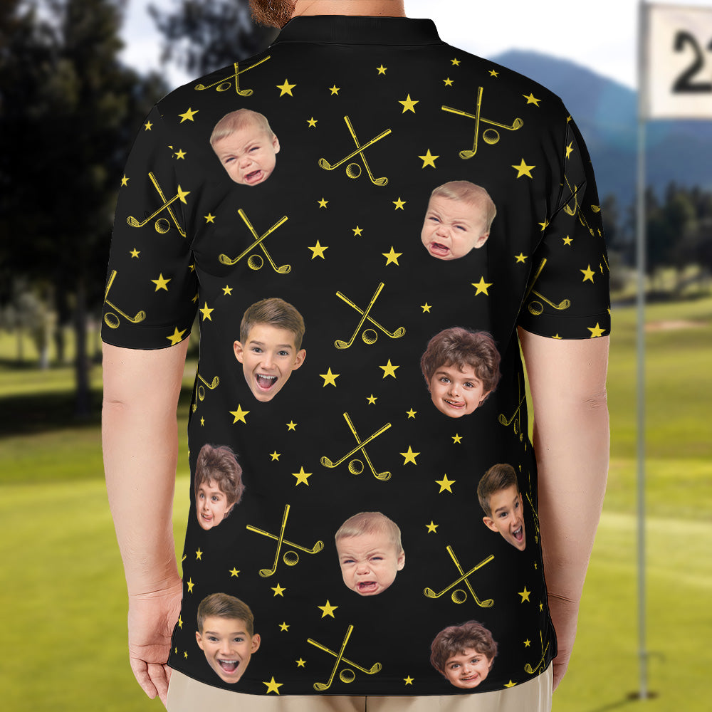 May The Course Be With You Daddy - Custom Faces - Personalized Photo Polo Shirt
