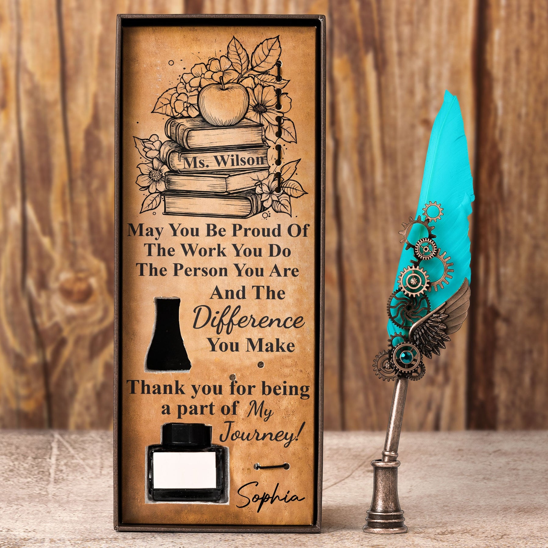May You Be Proud Of The Work You Do - Feather Pen Set With Custom Card