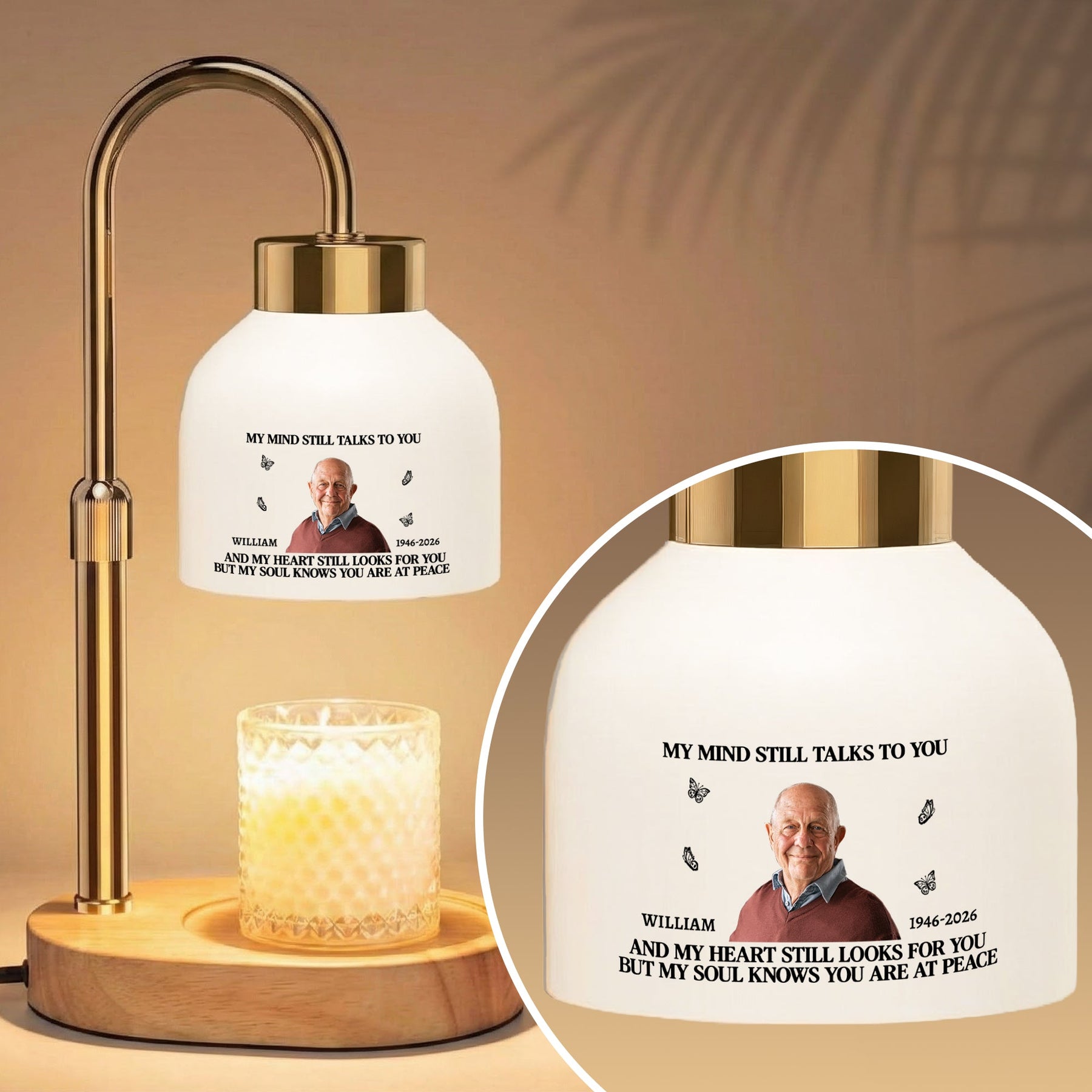 My Mind Still Talks To You Custom Photo Memorial Gift - Personalized Candle Warmer