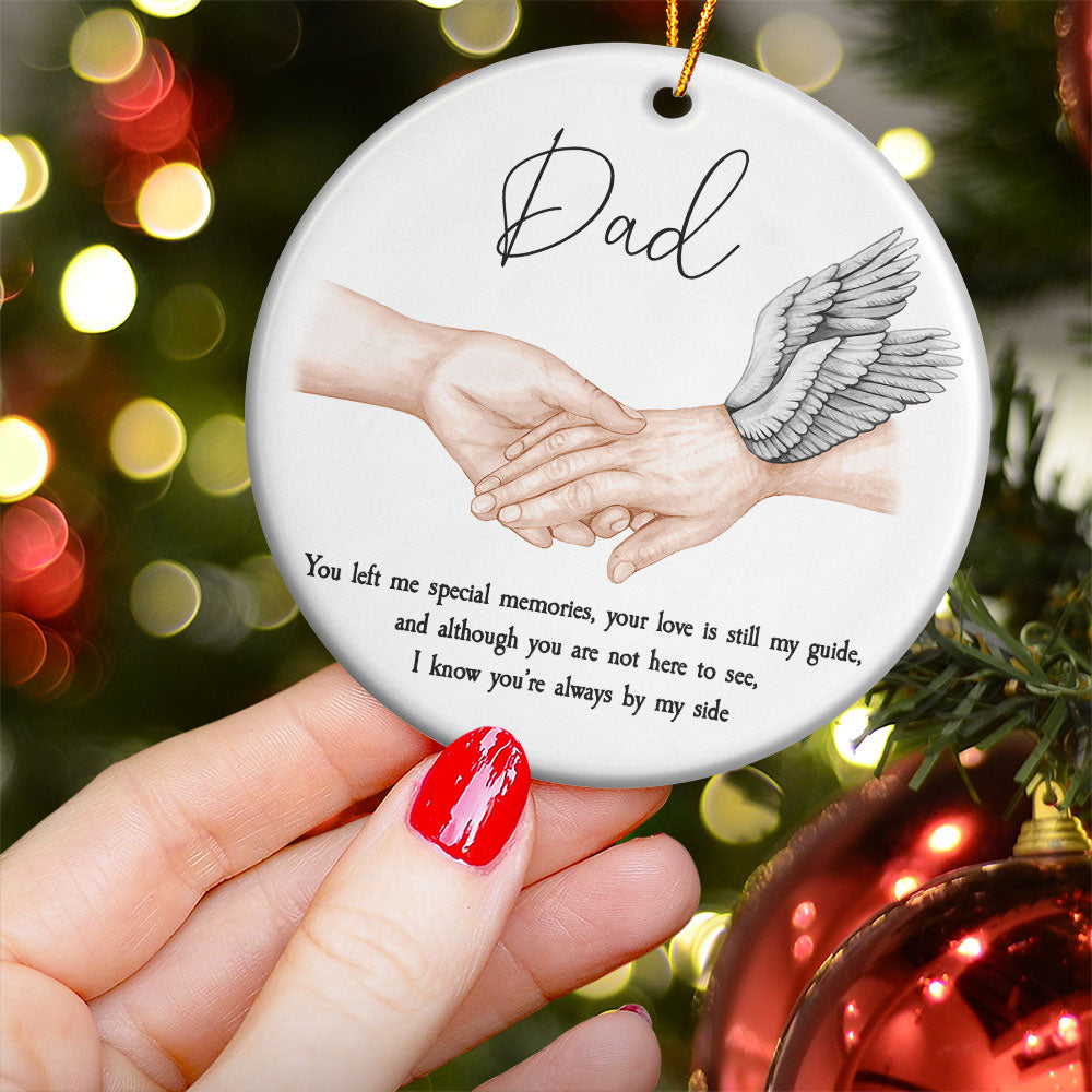 Memorial Gifts Bereavement Family Gift - Hold Angel Hand - Personalized Ceramic Ornament