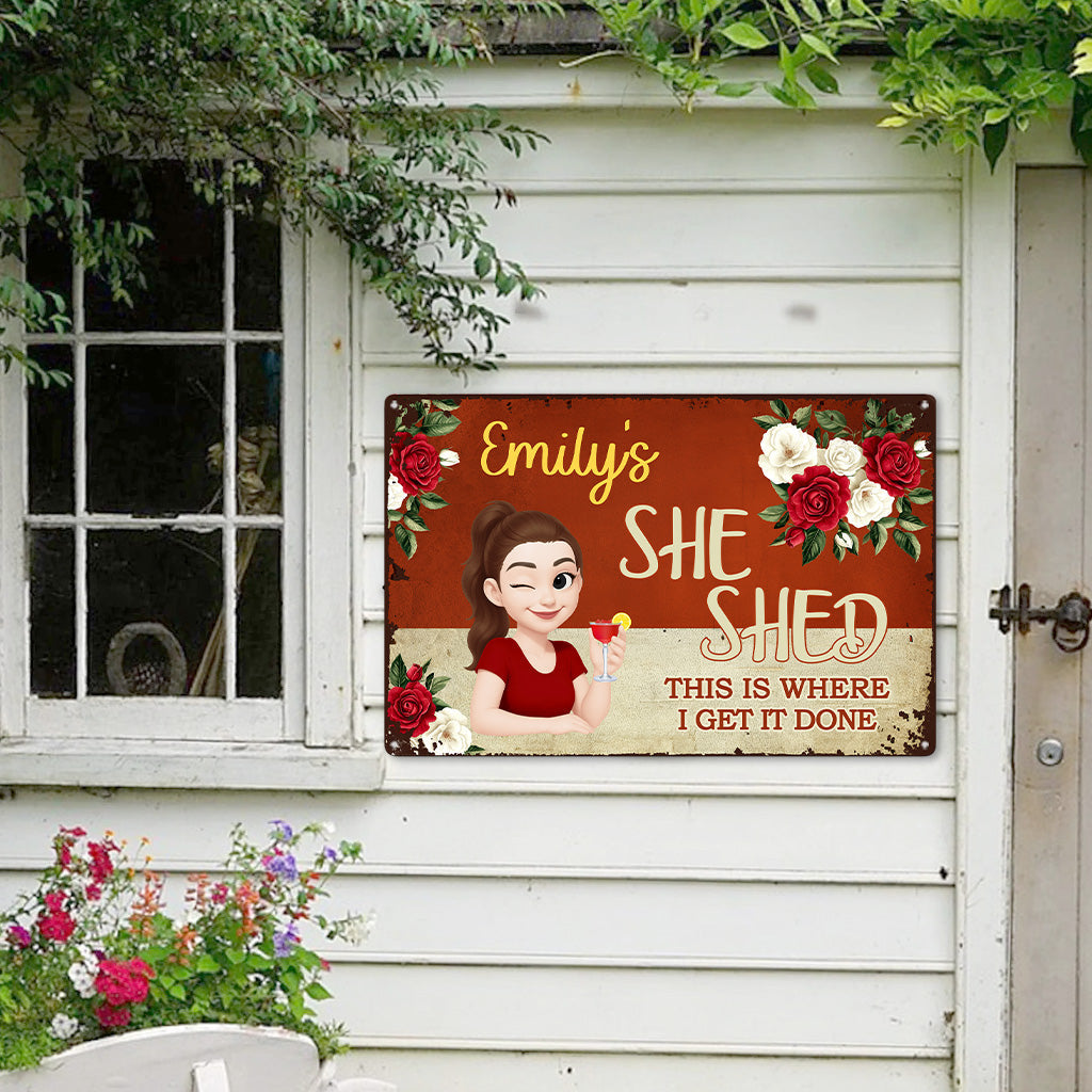 She Shed Sign For Gardening, Craft Room, Reading - Personalized Metal Sign