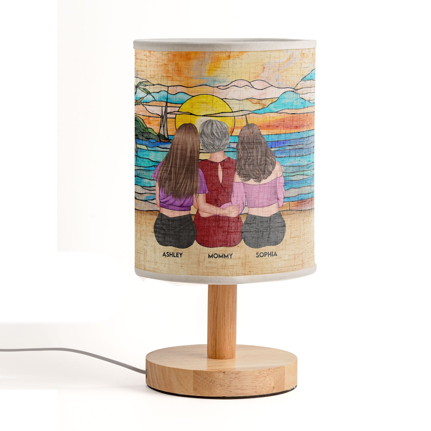 Mom And Her Children - Personalized Fabric Lamp