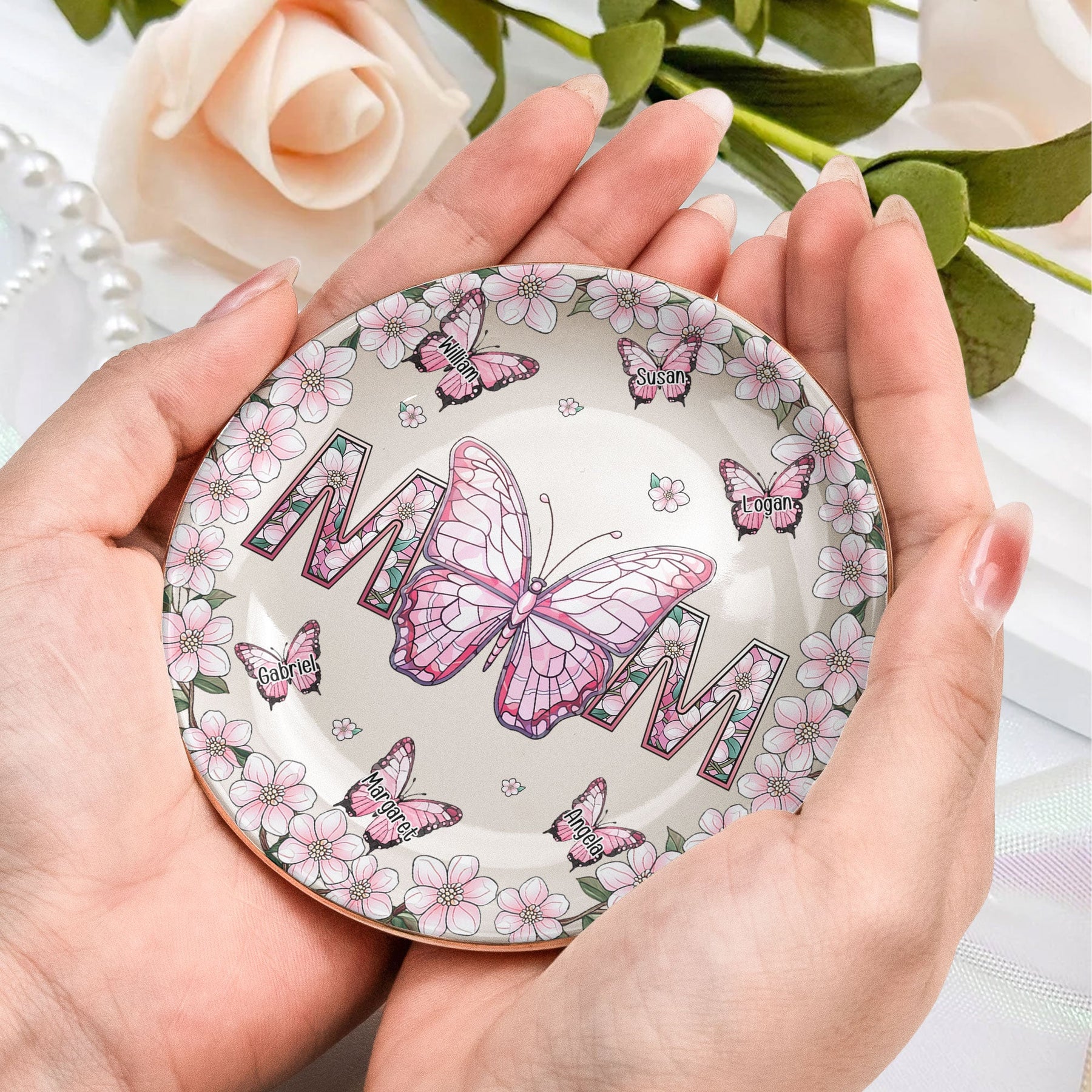 Mom Gifts Stained Glass Style - Personalized Jewelry Dish