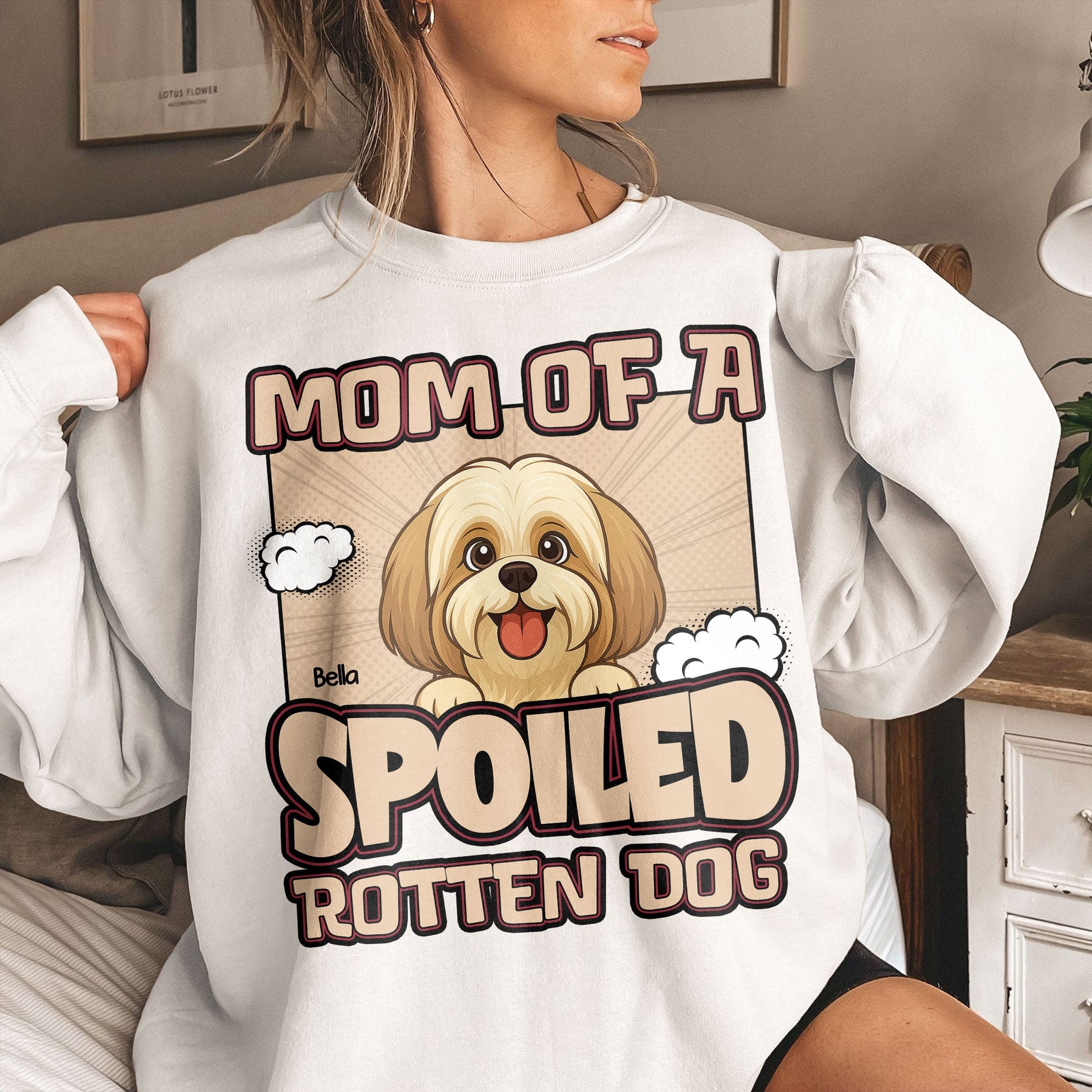 Mom Of A Spoiled Rotten Dog - Retro Dog Version - Personalized Shirt