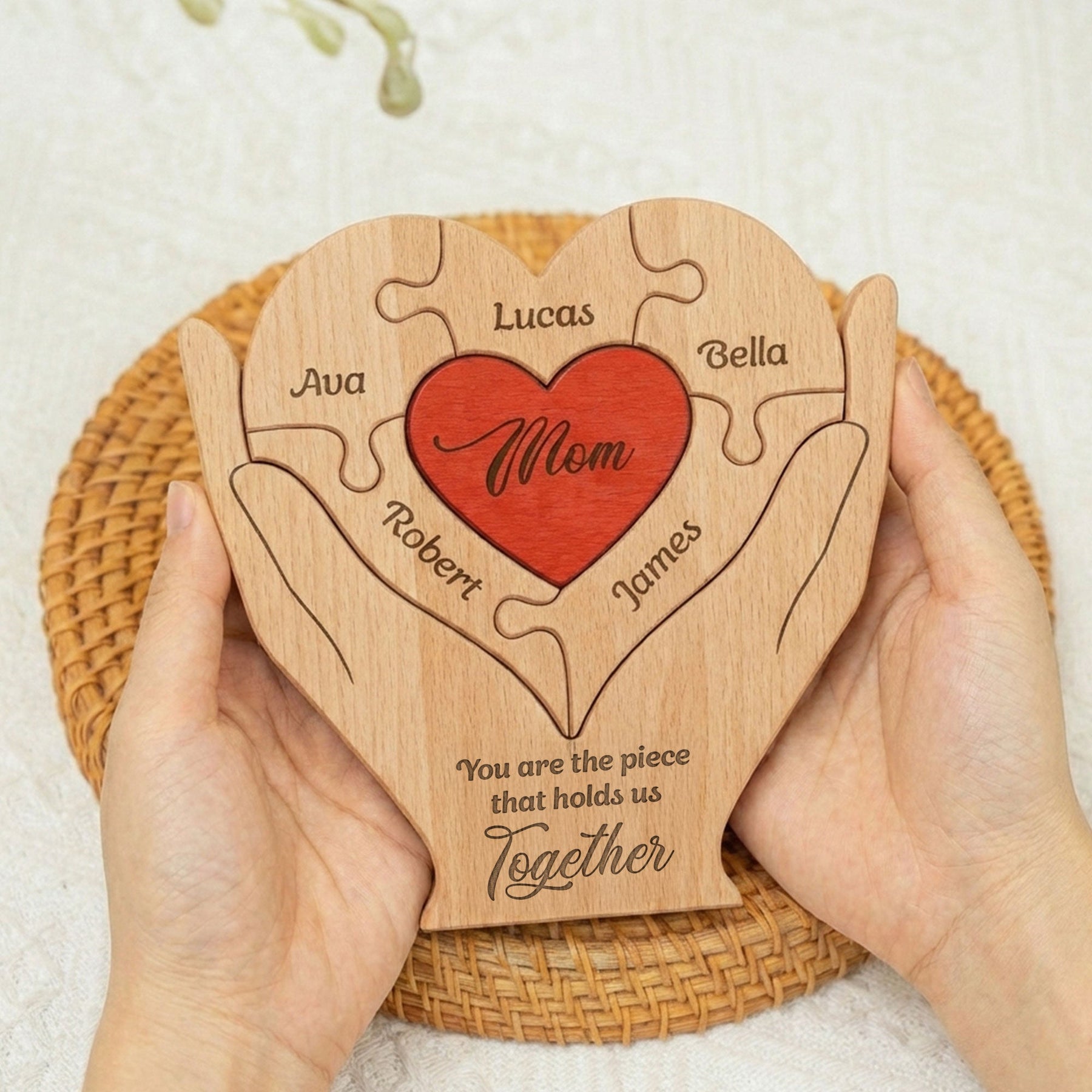 Mom, Mum, Mother You Are The Piece That Hold Us Together - Personalized Wooden Family Puzzle