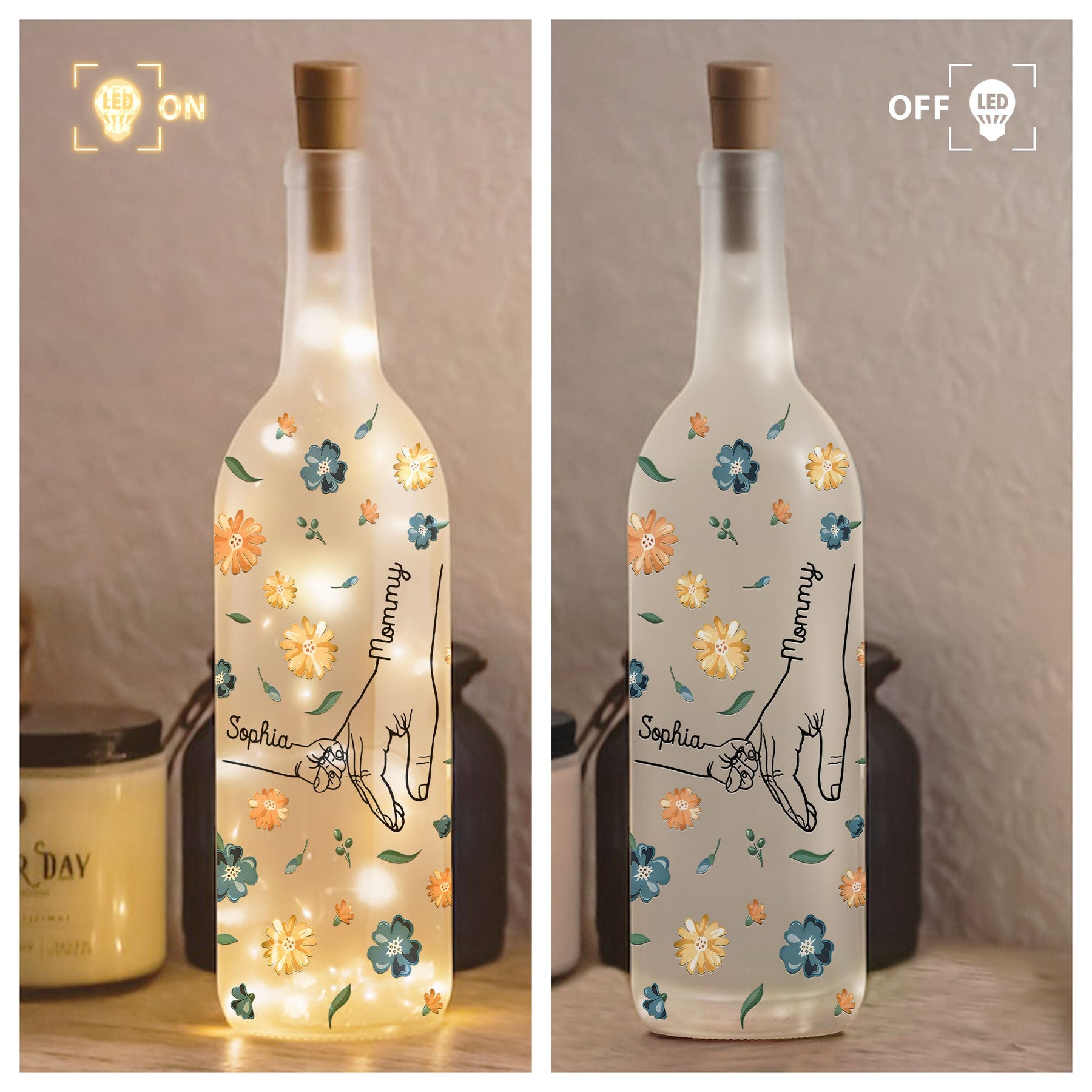 Mommy Hand - Personalized Bottle Lamp