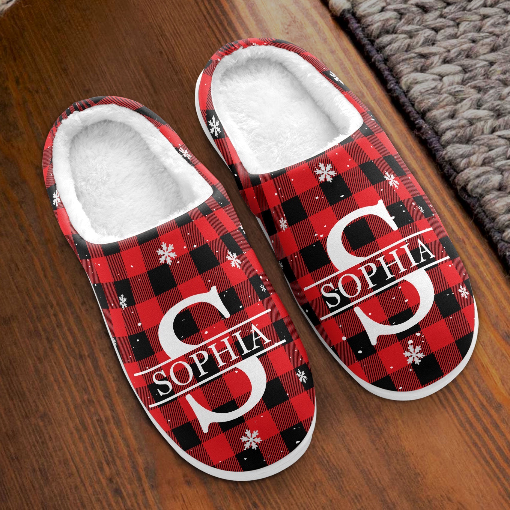 Monogram Christmas Gift For Women Men - Personalized Slippers