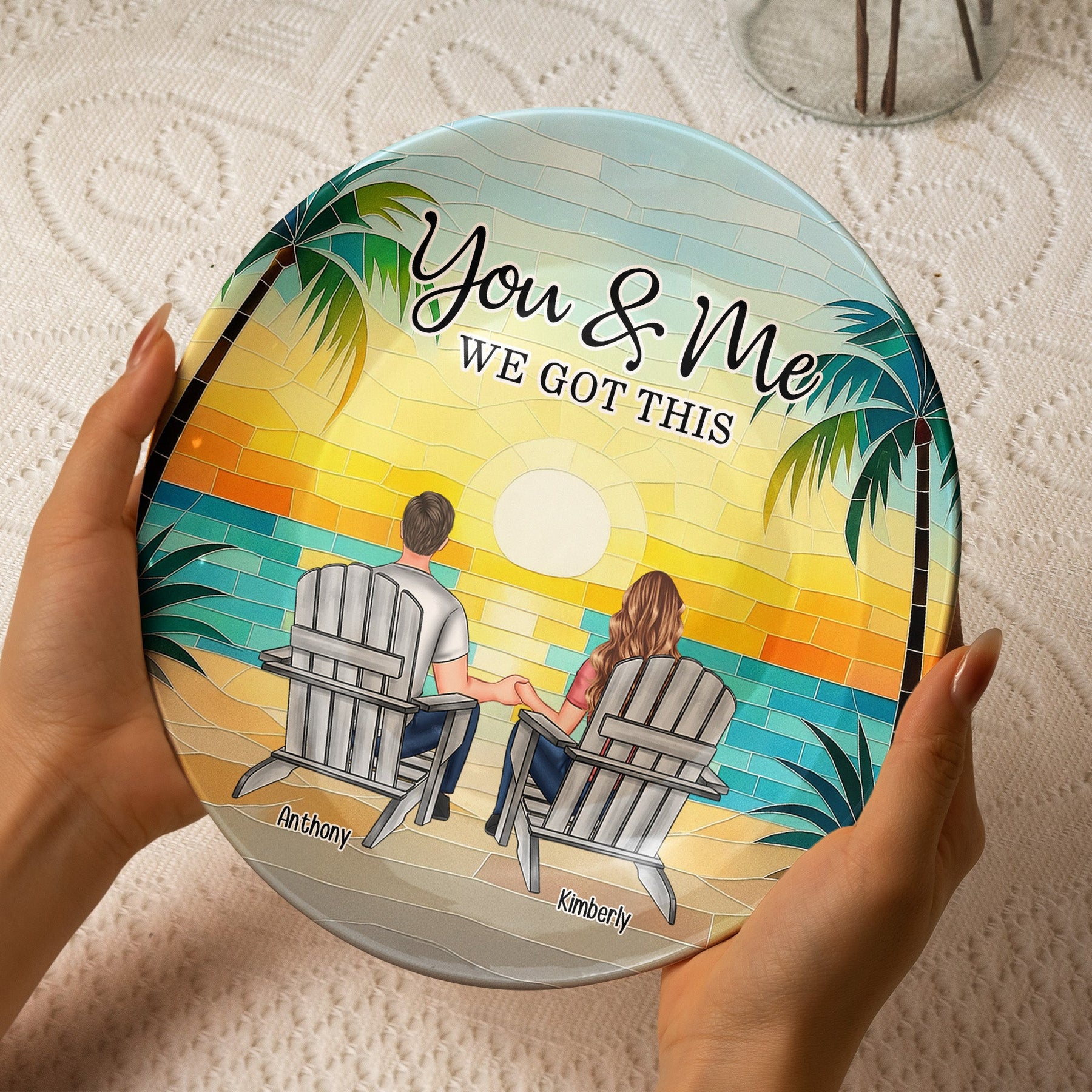 Mosaic Style You & Me We Got This New Version - Personalized Ceramic Plate