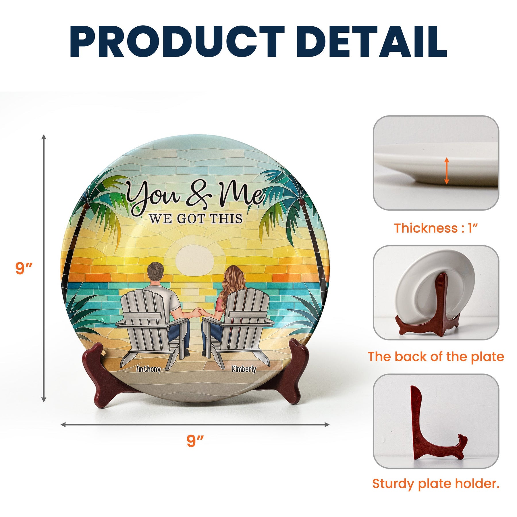 Mosaic Style You & Me We Got This New Version - Personalized Ceramic Plate
