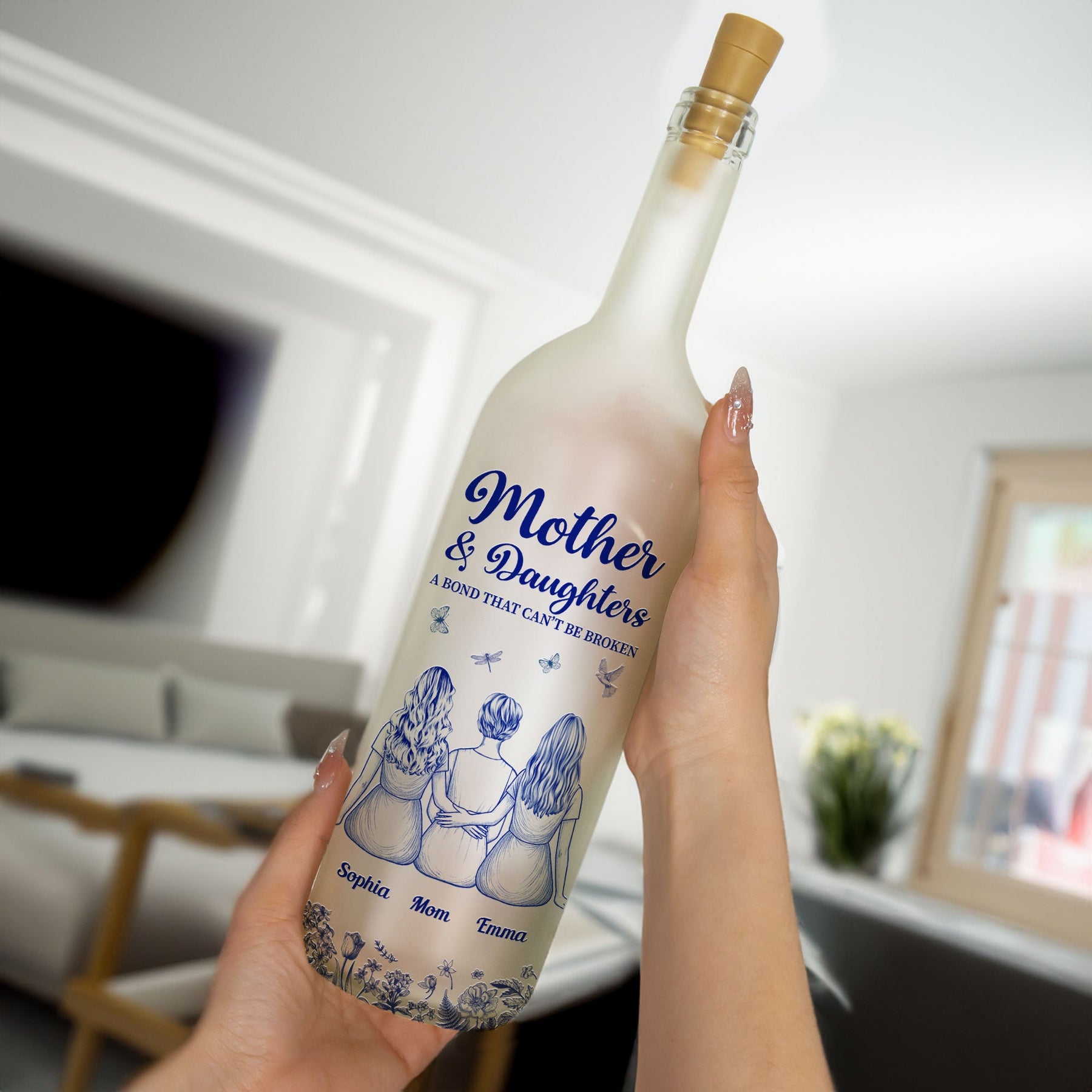 Mother And Daughter A Bond That Can't Be Broken - Personalized Bottle Lamp
