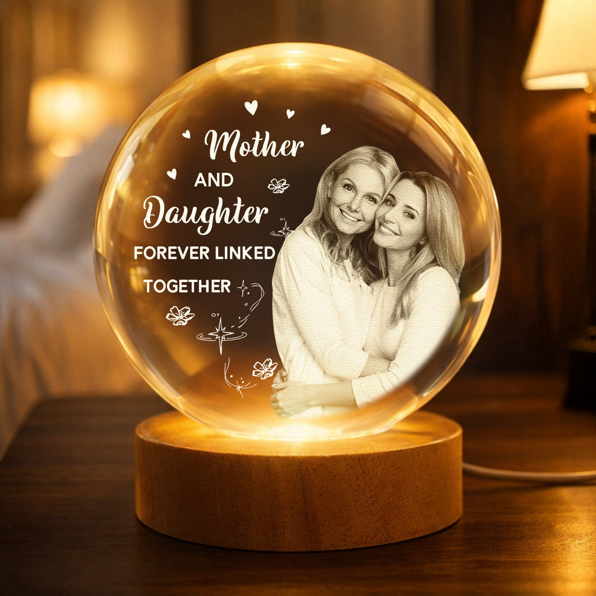 Mother And Daughter Forever Linked Together - Personalized Night Light