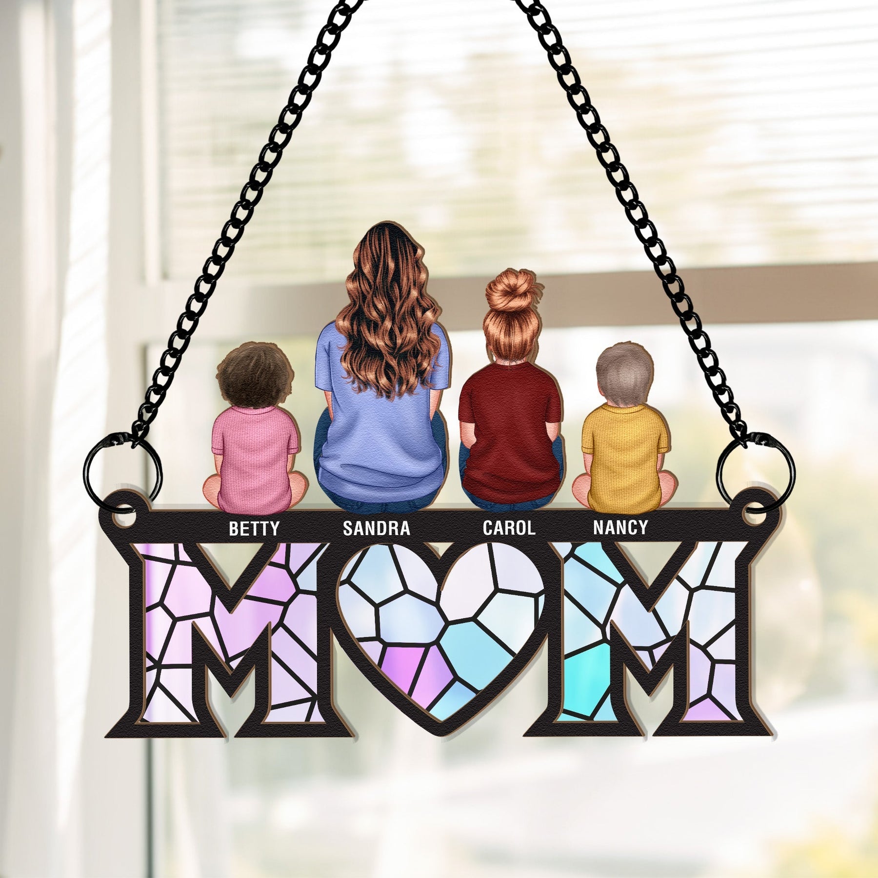 Mother & Children Bond - Personalized Window Hanging Suncatcher - Gift For Mom