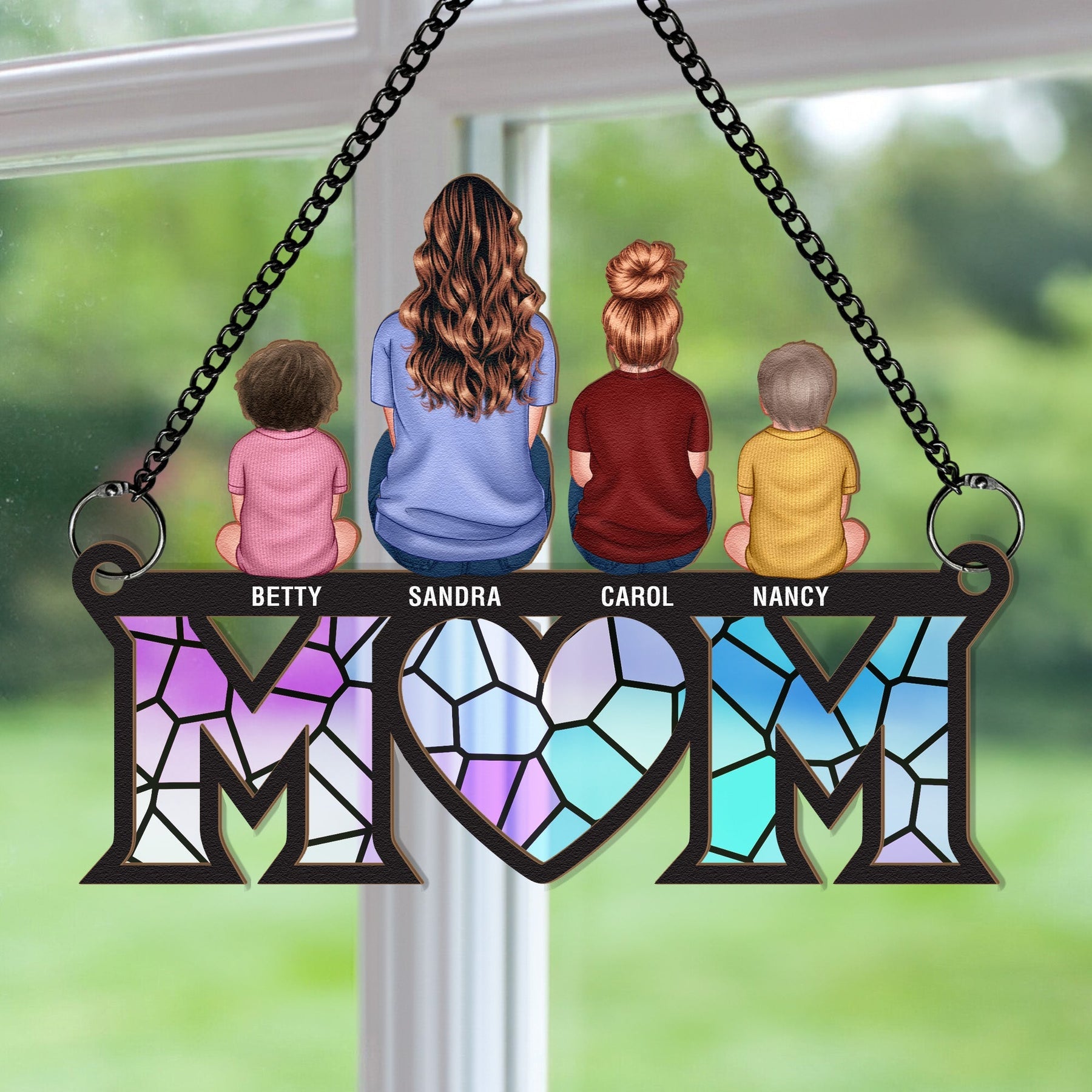Mother & Children Bond - Personalized Window Hanging Suncatcher - Gift For Mom