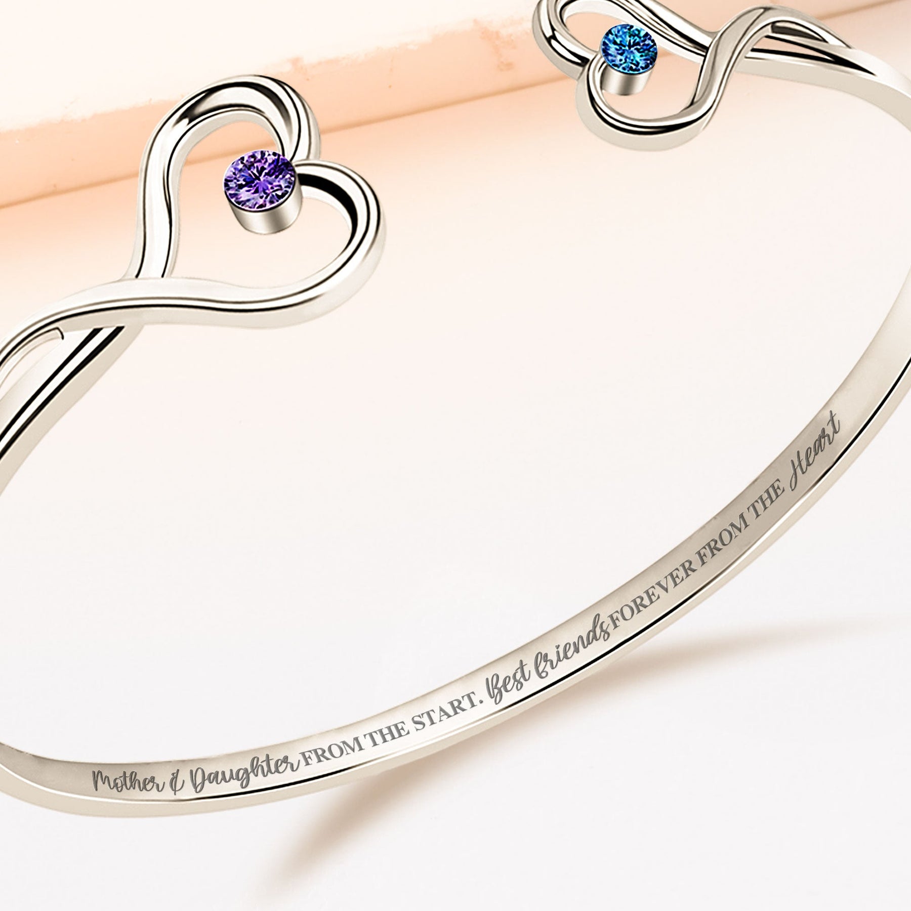 Mother & Daughter Best Friends Forever From The Heart - Personalized Heart Bracelet