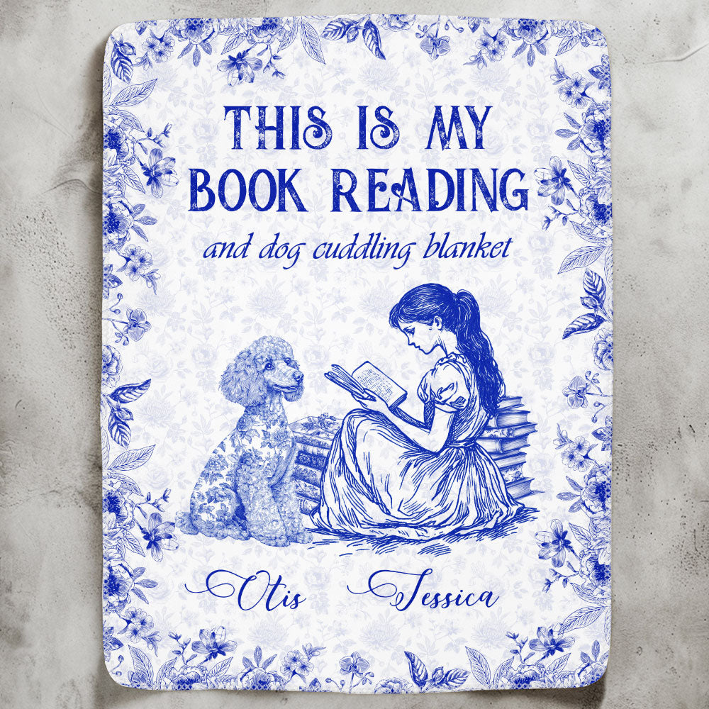 My Book Reading And Dog Cuddling Toile De Jouy Chinoiseries - Personalized Blanket