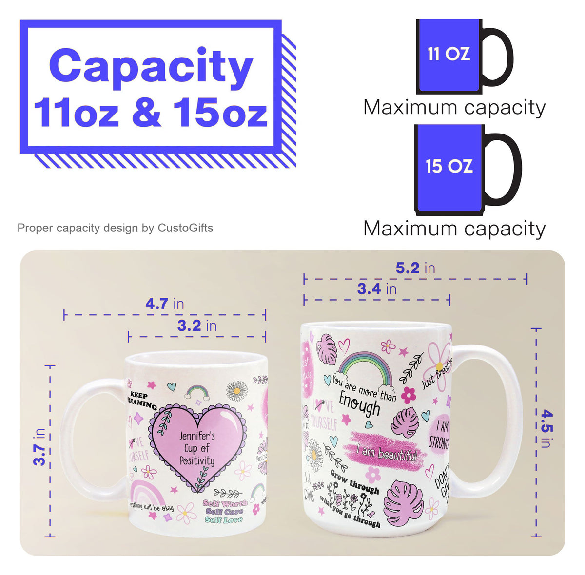 My Cup Of Positivity Custom Name Mug - Personalized Mug