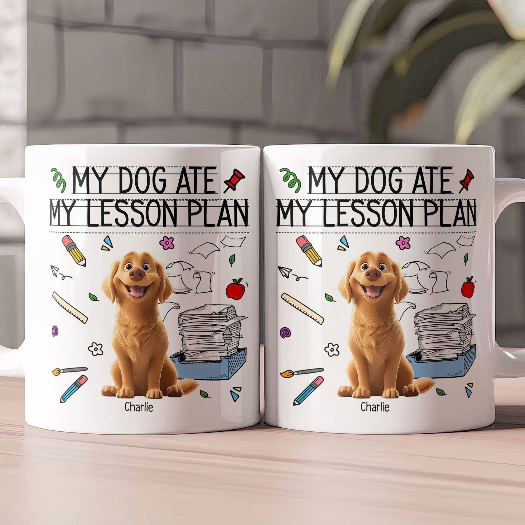 My Dog Ate My Lesson Plan Funny Gift For Teacher Back To School - Personalized Mug