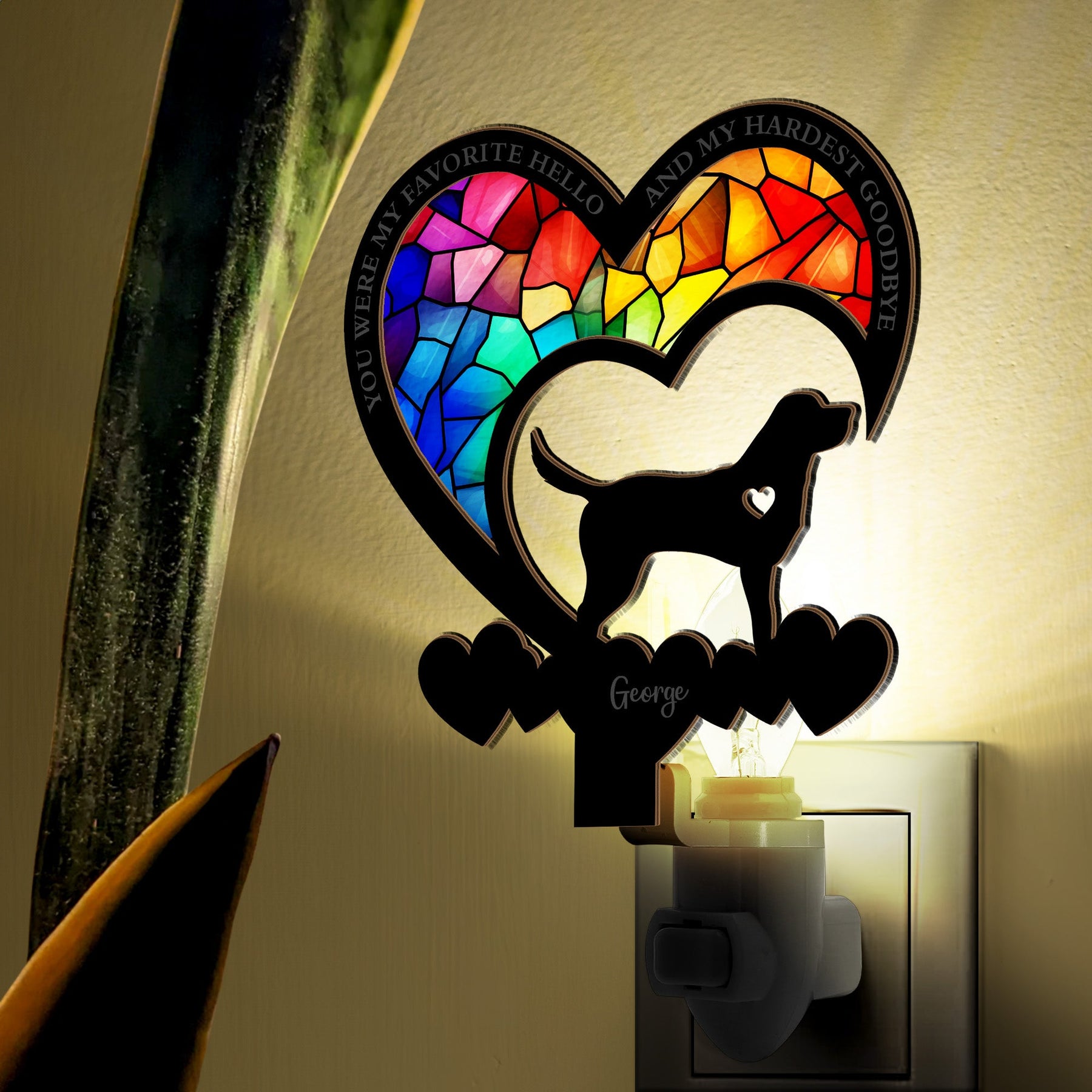 My Favorite Hello And My Hardest Goodbye - Personalized Wood And Acrylic Night Light
