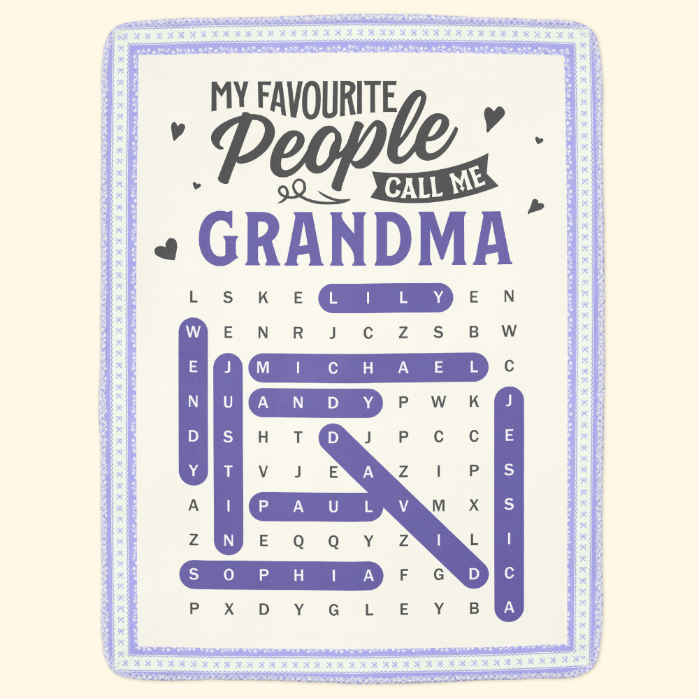 My Favorite People Call Me Grandma Word Search Puzzle - Personalized Blanket
