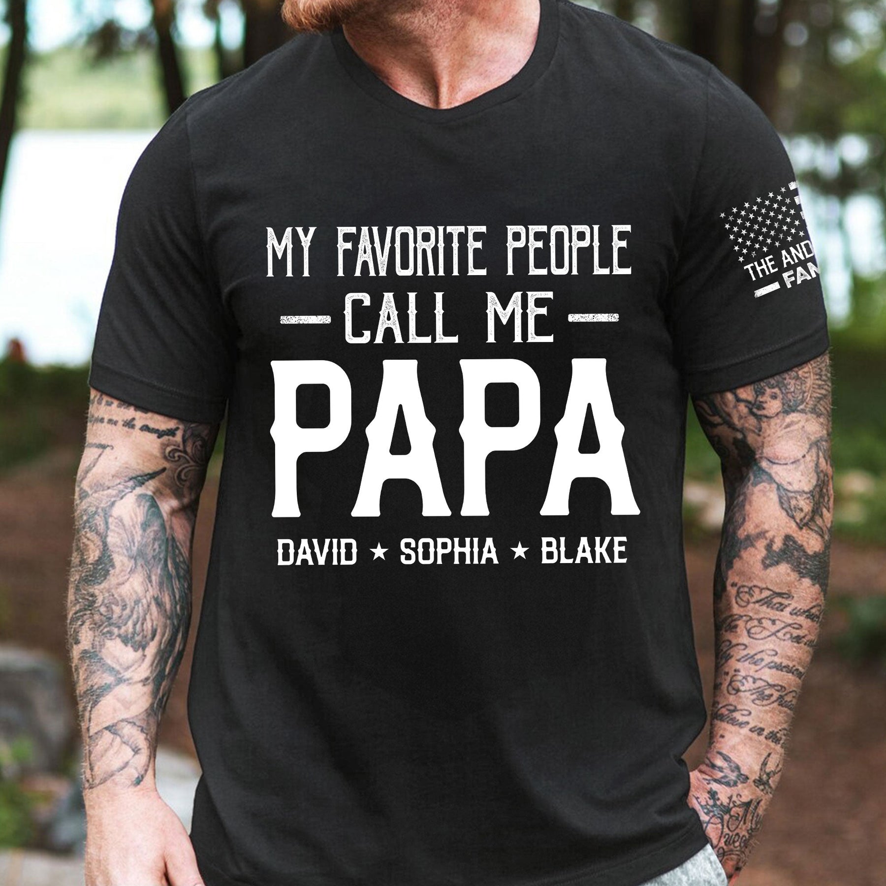 My Favorite People Call Me Papa, Dad, Kid, Grandkid Name Flag - Personalized Shirt