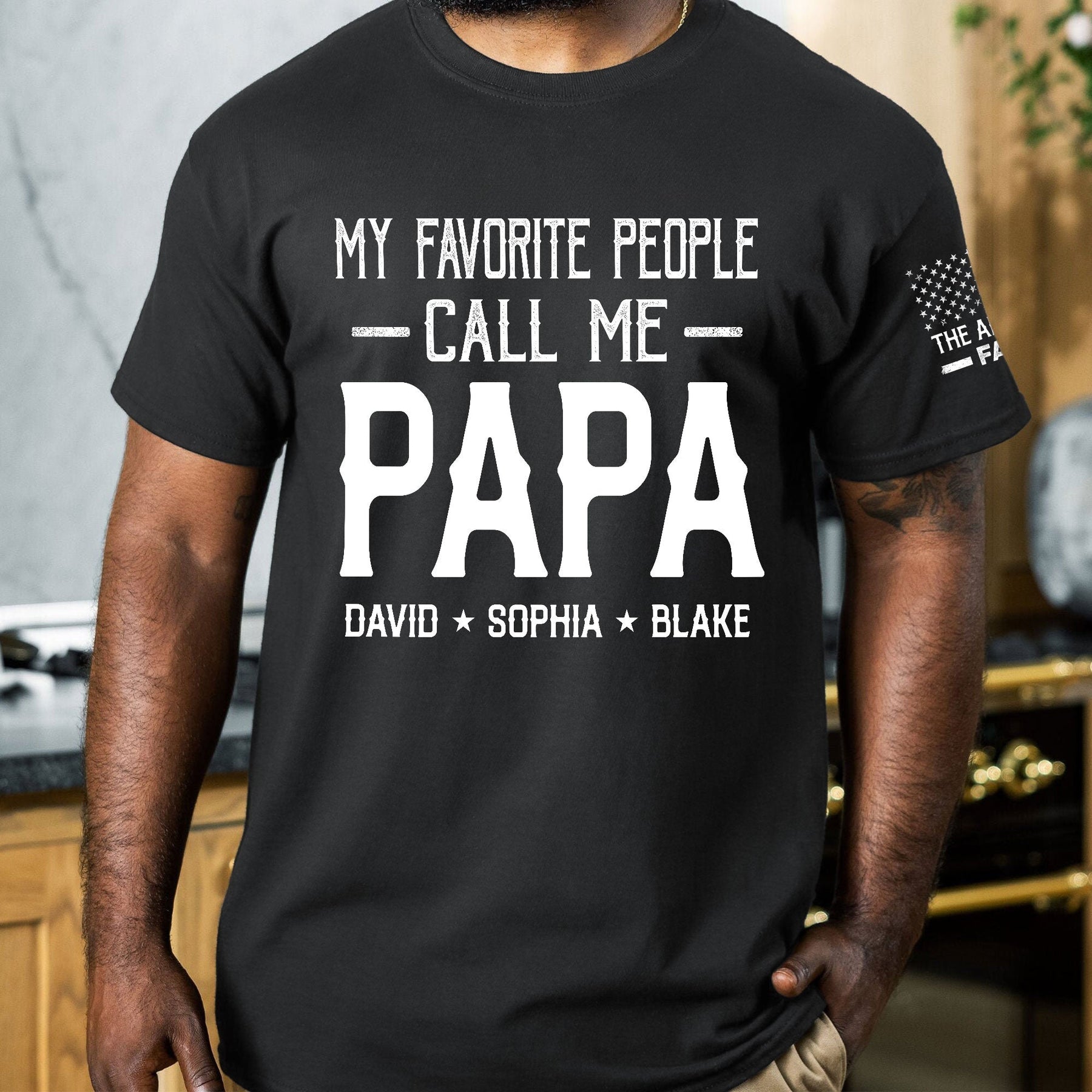 My Favorite People Call Me Papa, Dad, Kid, Grandkid Name Flag - Personalized Shirt