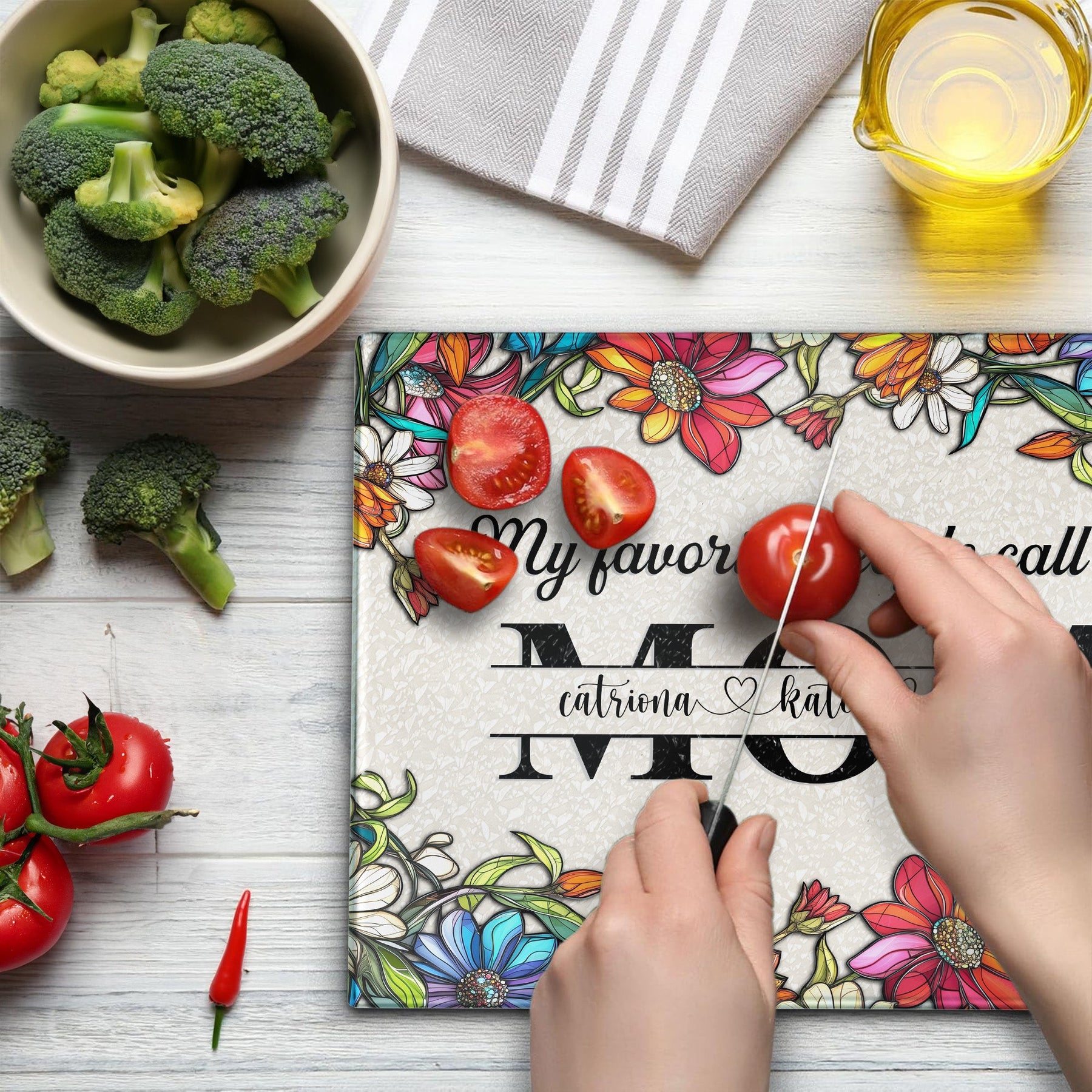My Favorite People Call Me - Personalized Glass Cutting Board