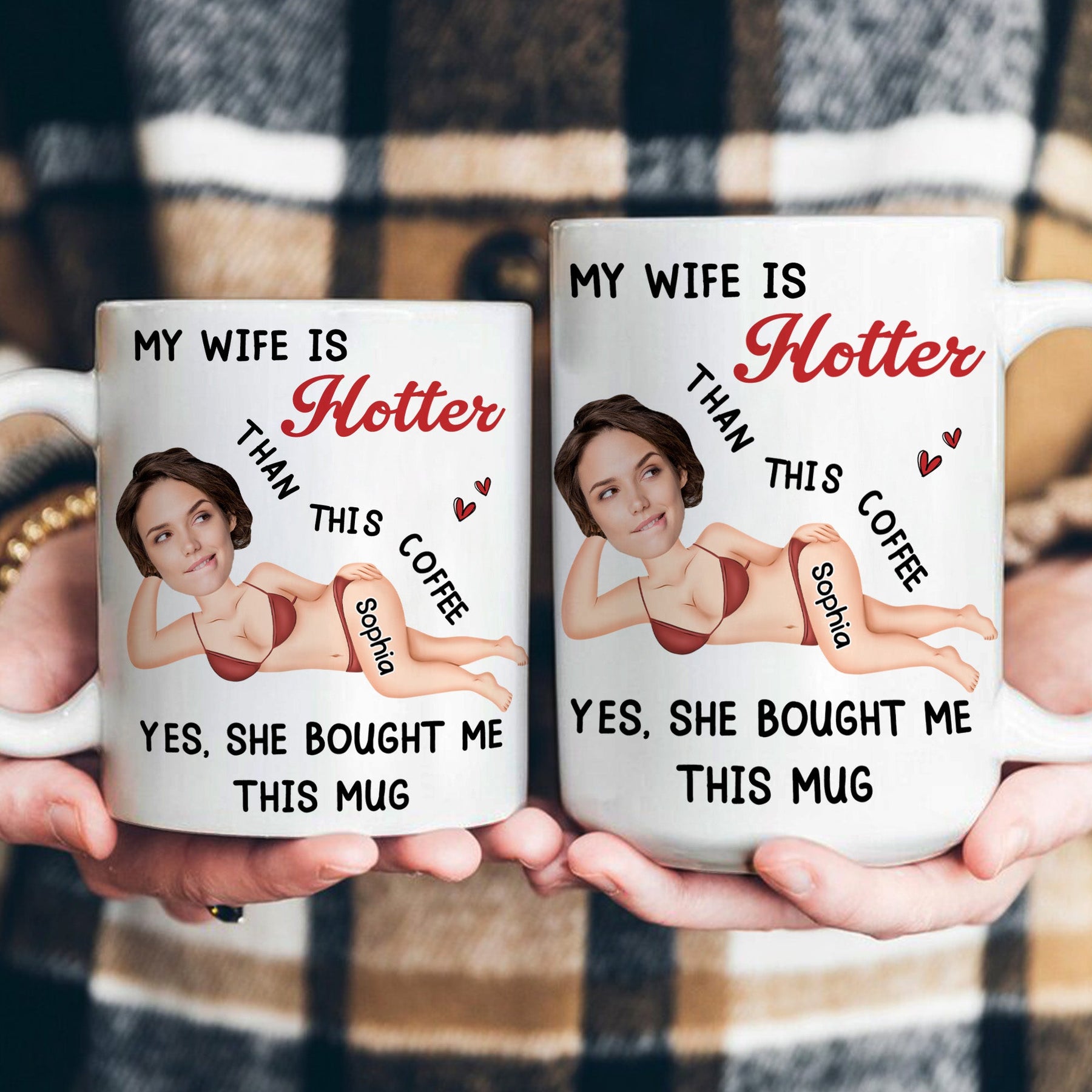 My Husband, Wife Is Hotter Than This Coffee - Personalized Photo Mug