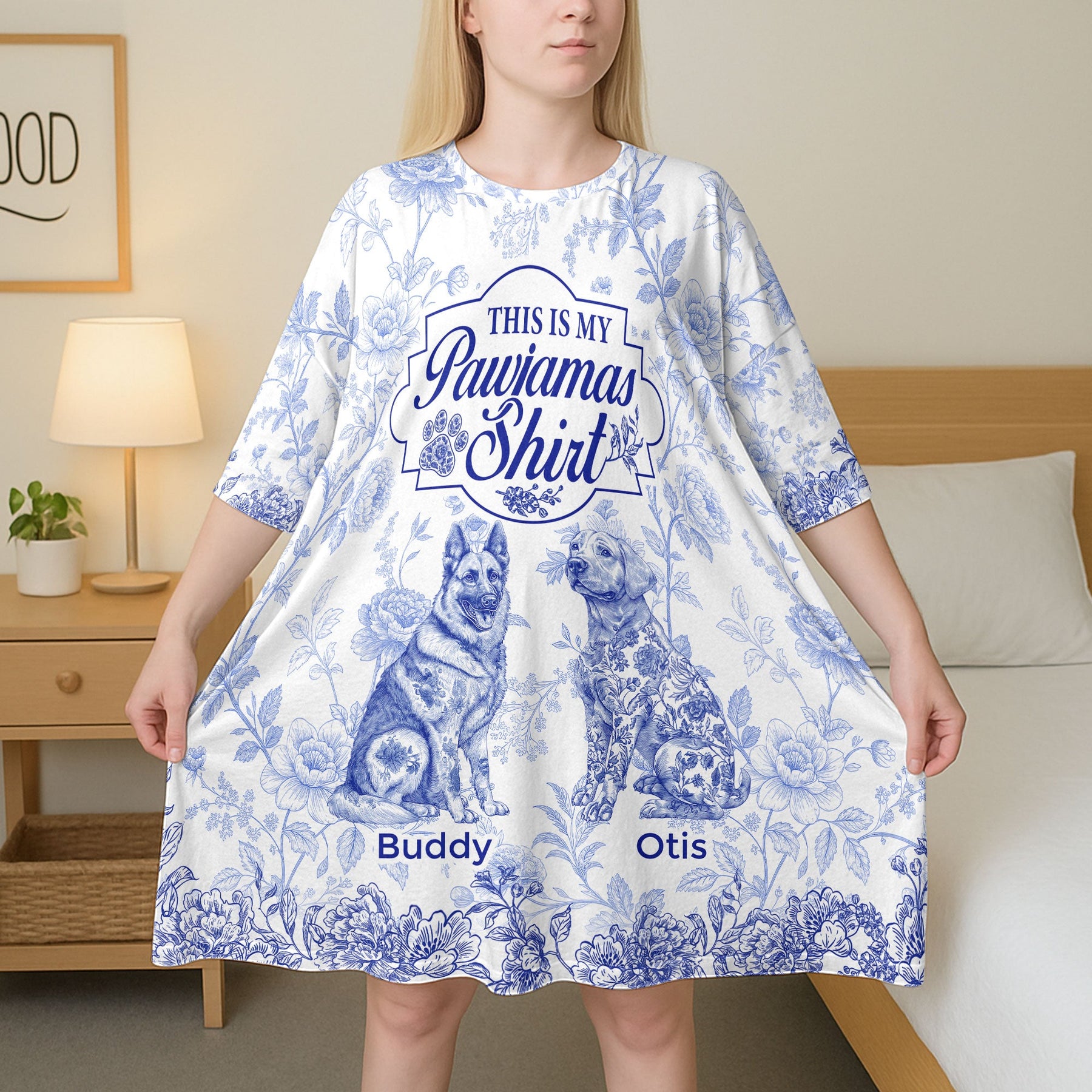 My Pawjamas Shirt Dog Custom Breeds Toile De Jouy Style - Personalized Sleep Tee