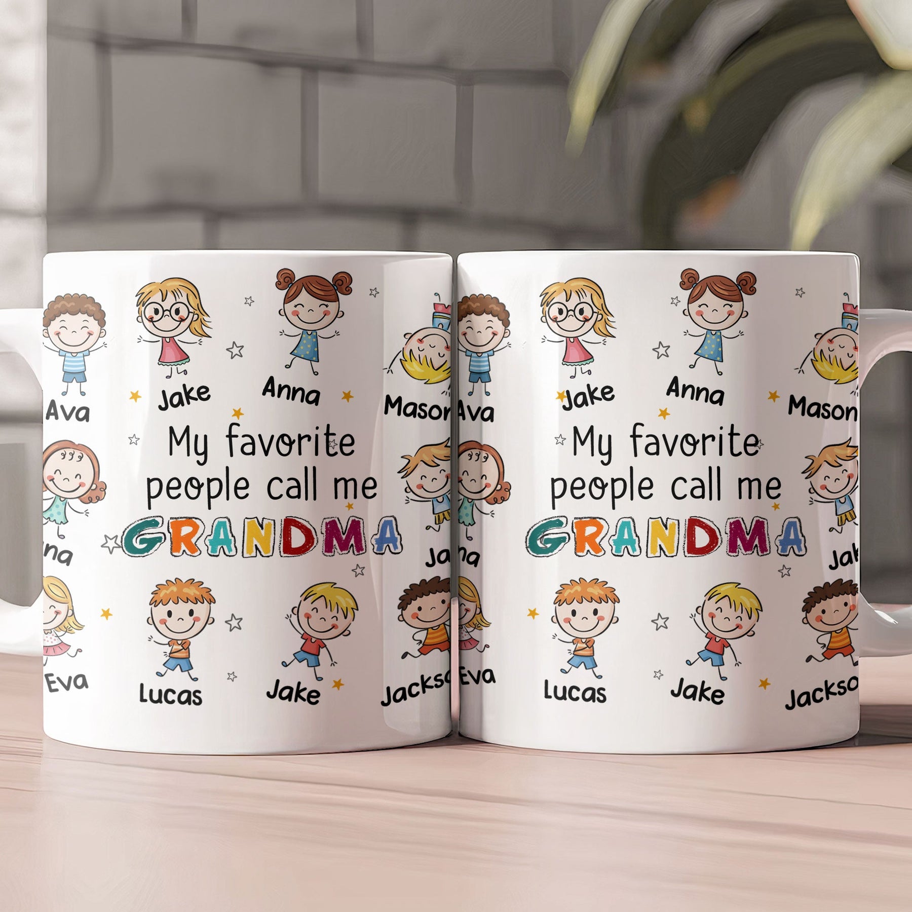 My Favorite People Call Me Grandma Doodle Colorful - Personalized Mug