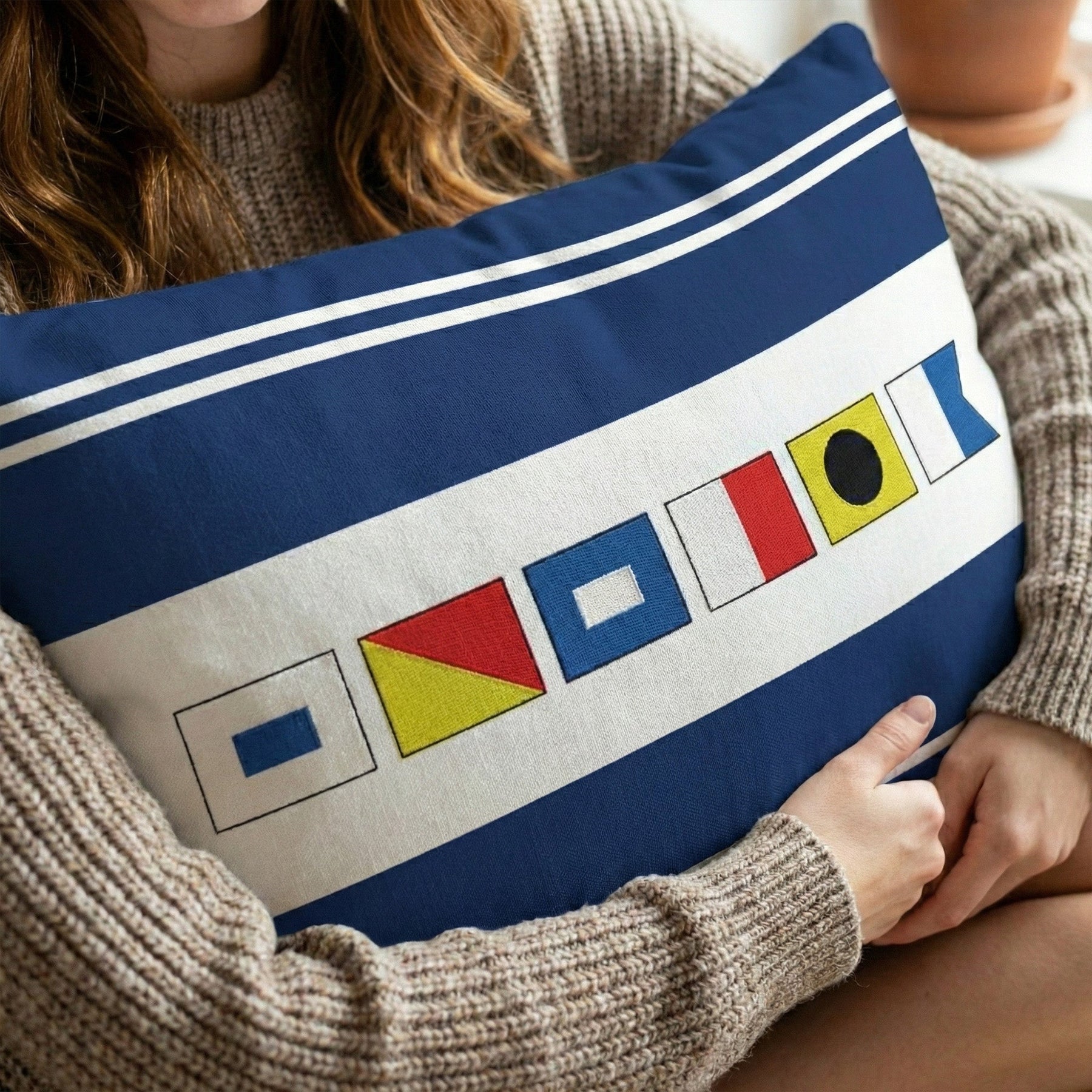 Name In Nautical Flags - Personalized Pillow (Insert Included)