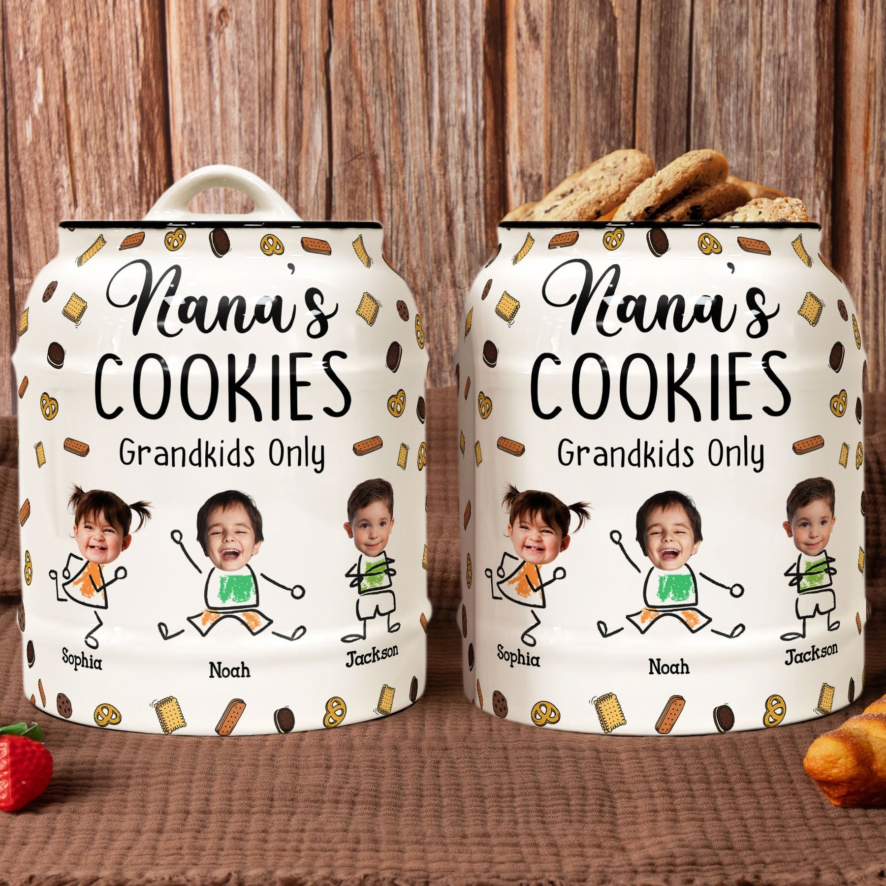 Nana's Cookies Grandkids Only - Personalized Photo Cookie Jar