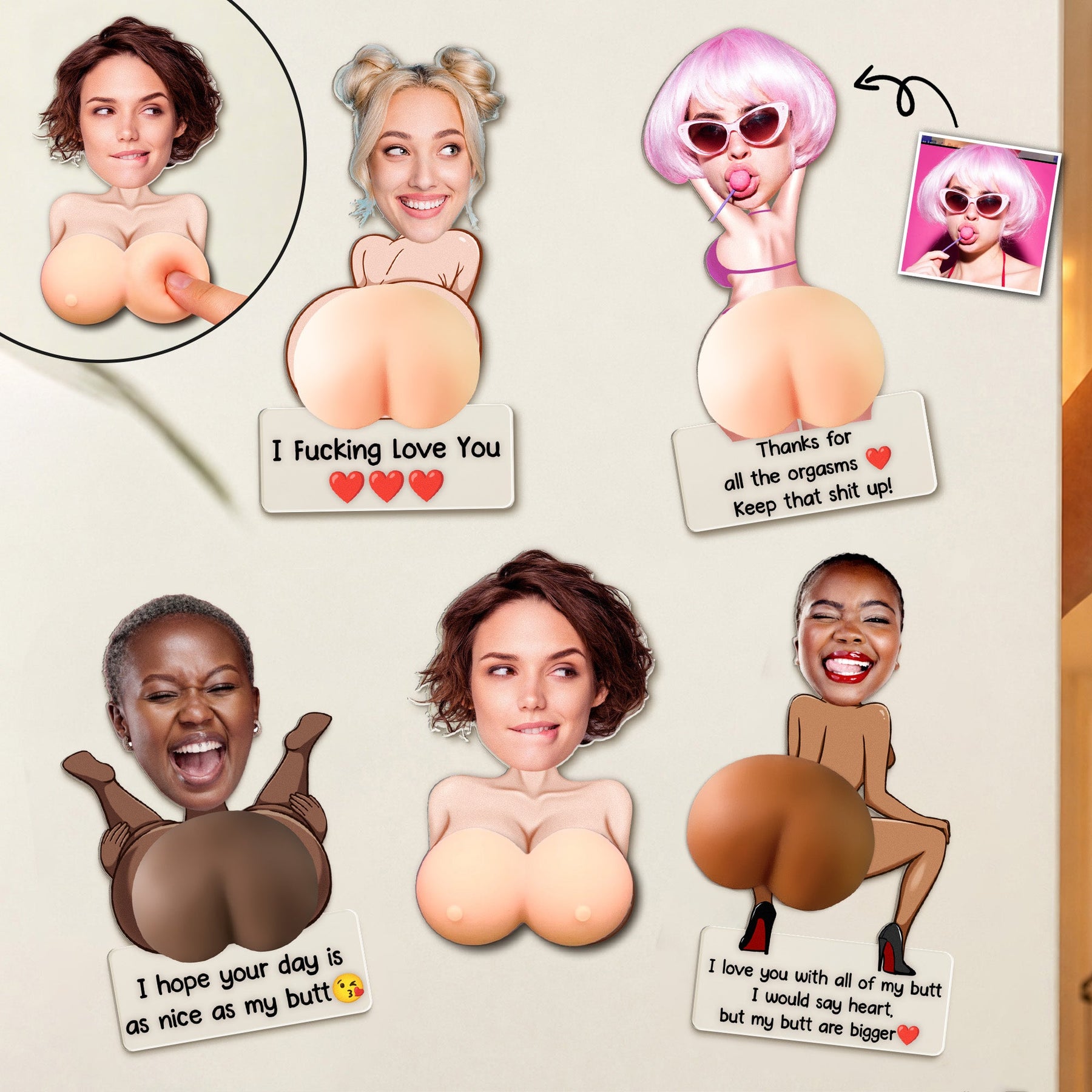 Naughty Gift For Him, Funny Valentine’s Anniversary Gift Upload Face - Personalized Fridge Magnet