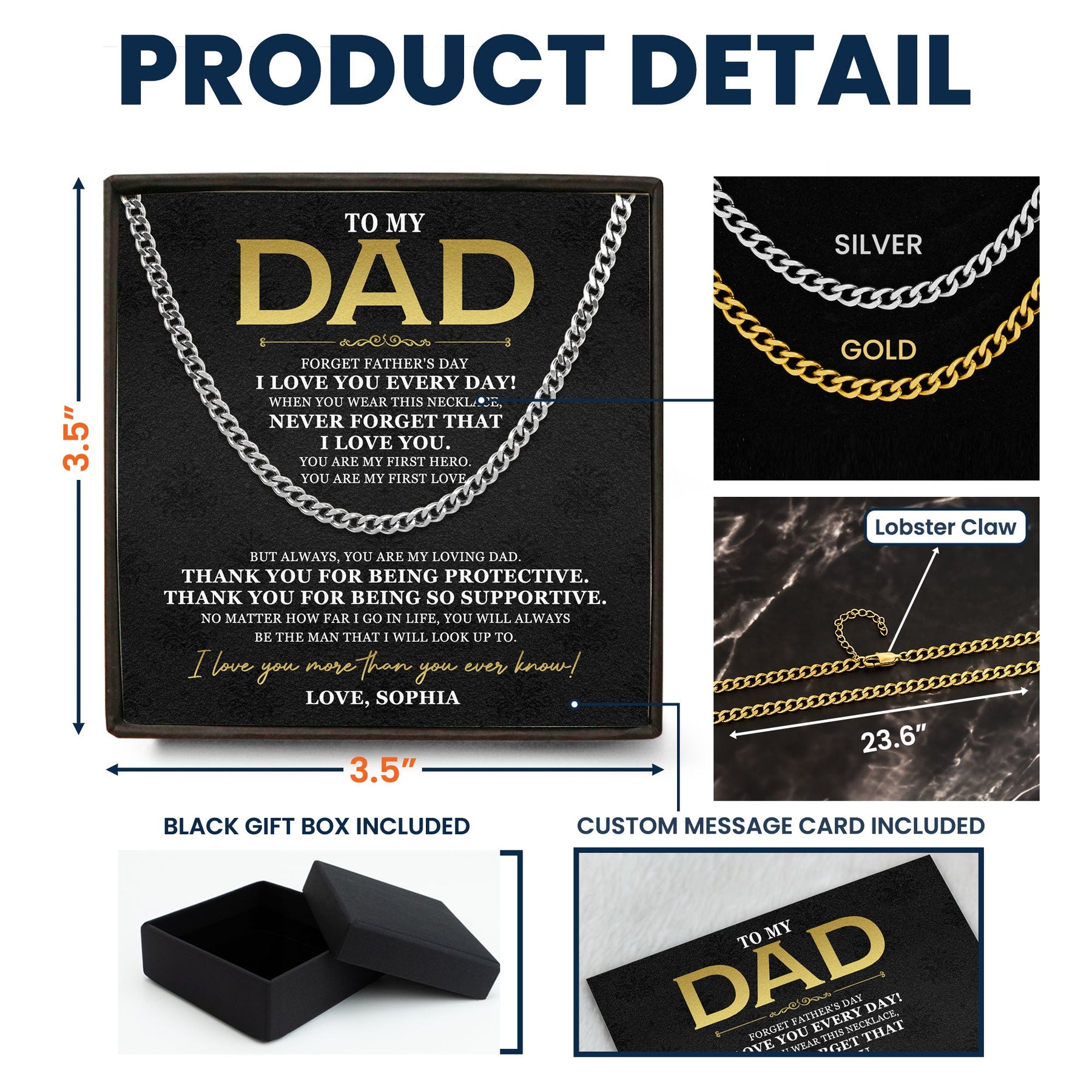 Never Forget That I Love You Dad - Personalized Men's Cuban Link Chain