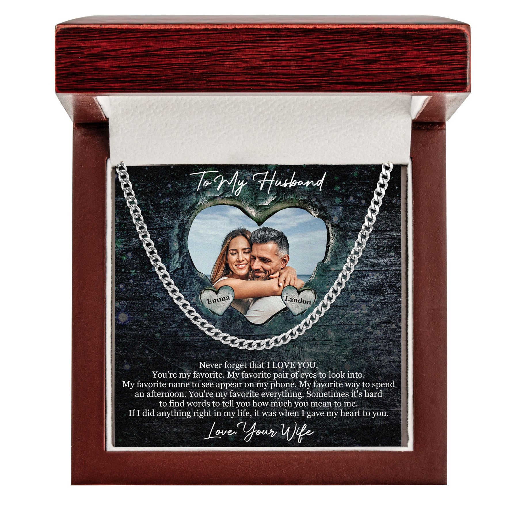 Never Forget That I Love You - Personalized Photo Men's Cuban Link Chain
