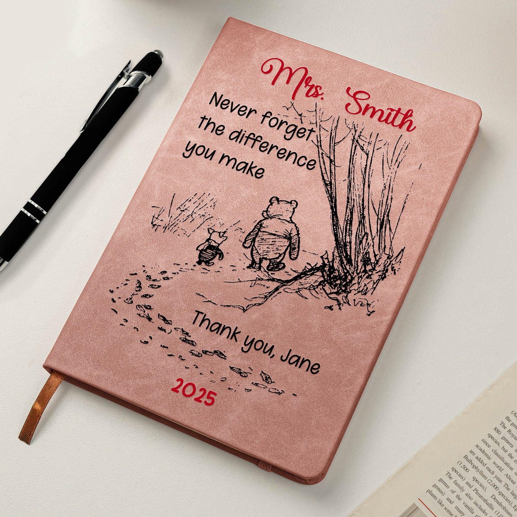 Never Forget The Difference You Make - Thank You Gift - Personalized Leather Journal