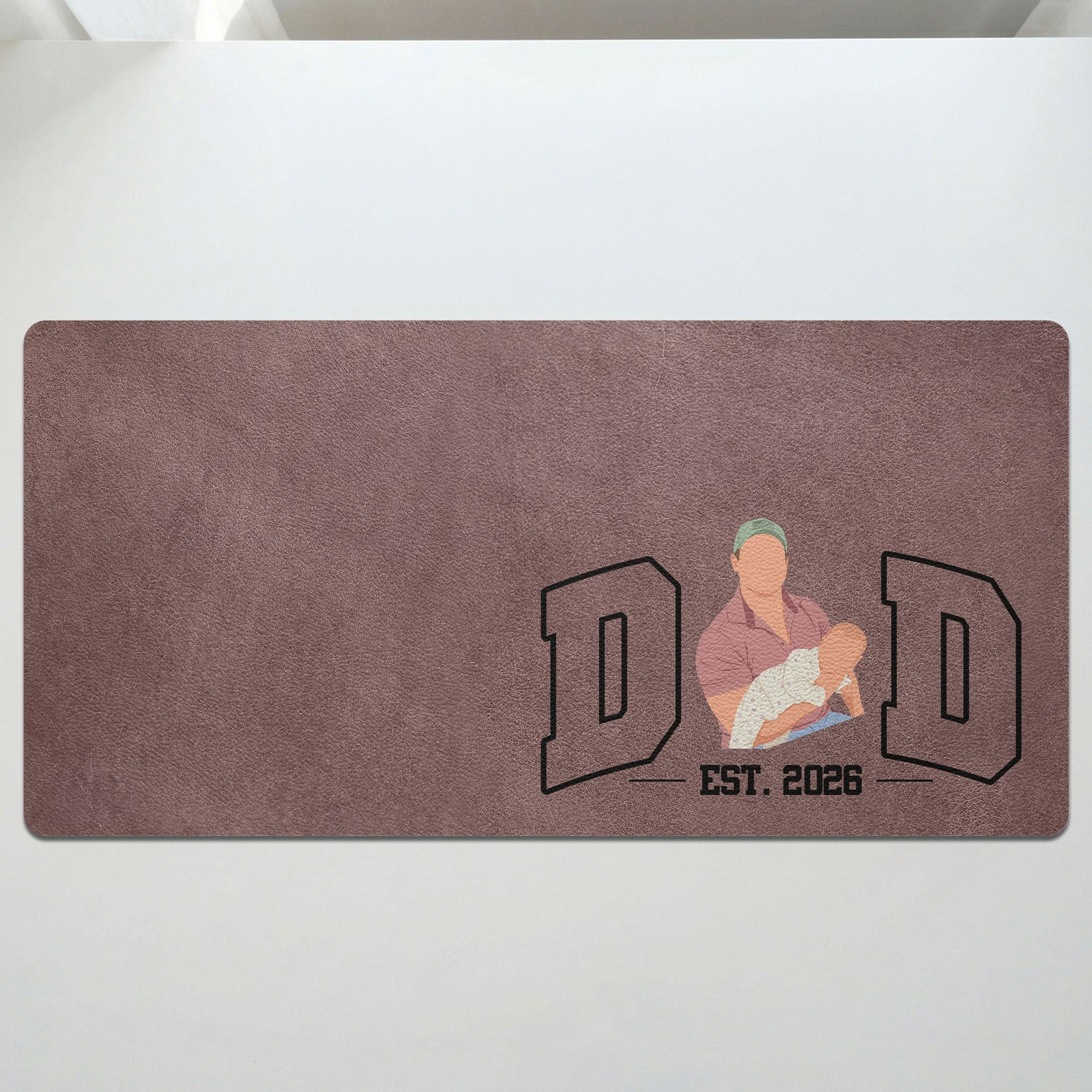 New Dad, Mom - Custom Faceless Photo Illustration Art - Personalized Desk Mat