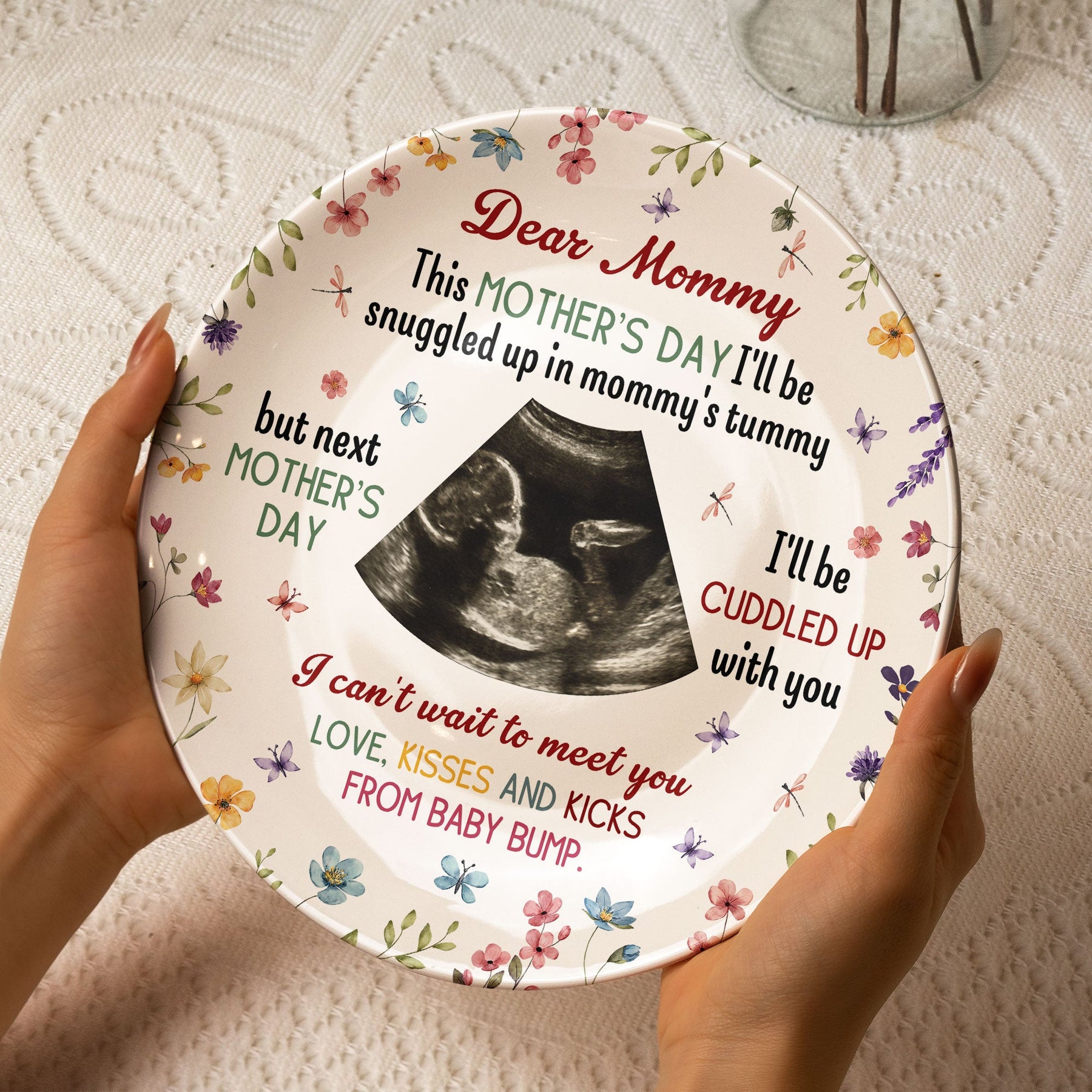 Next Mother's Day I'll Be Cuddled Up With You To Be Mom - Personalized Ceramic Photo Plate