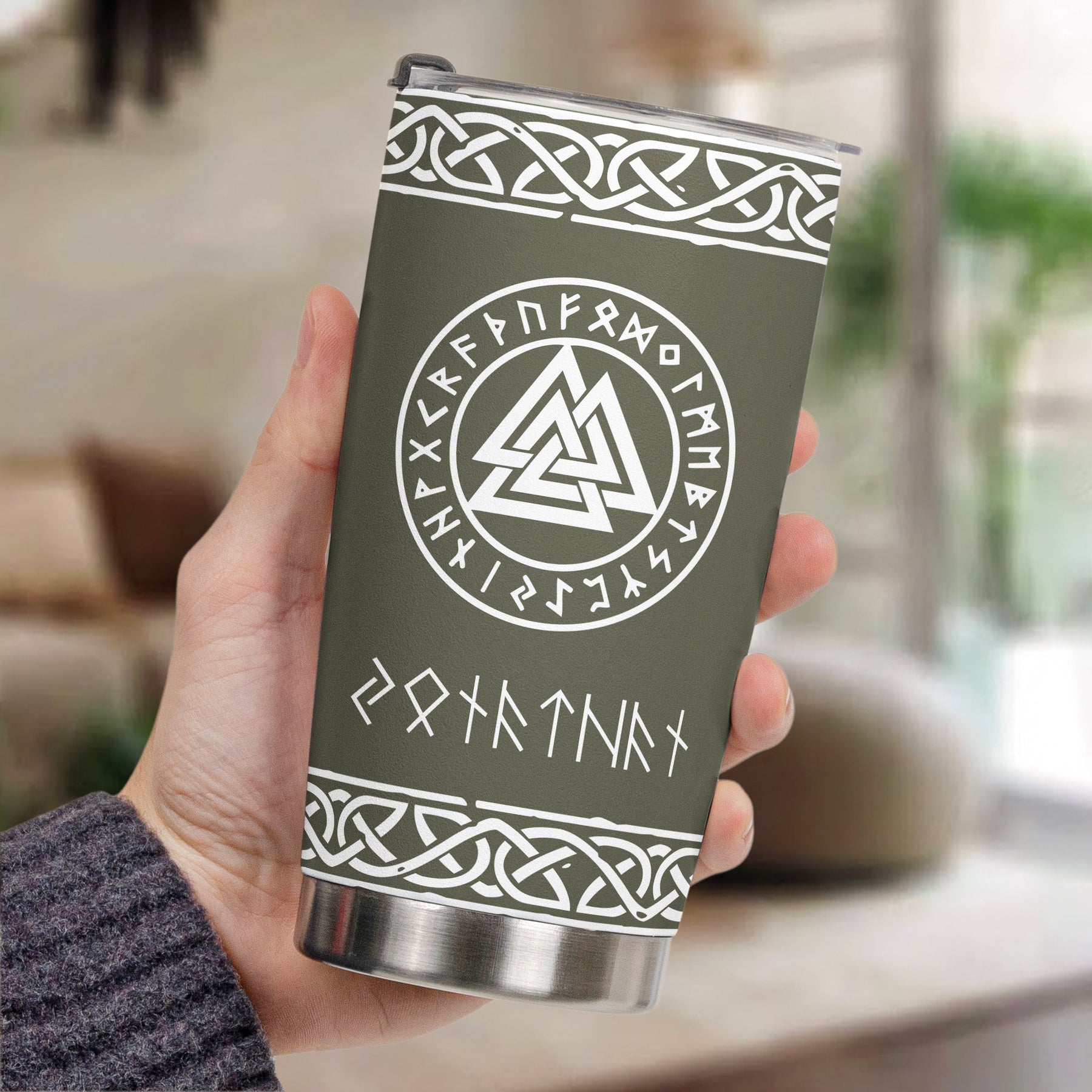 Norse Mythology, Name In Viking Runes - Personalized Tumbler Cup
