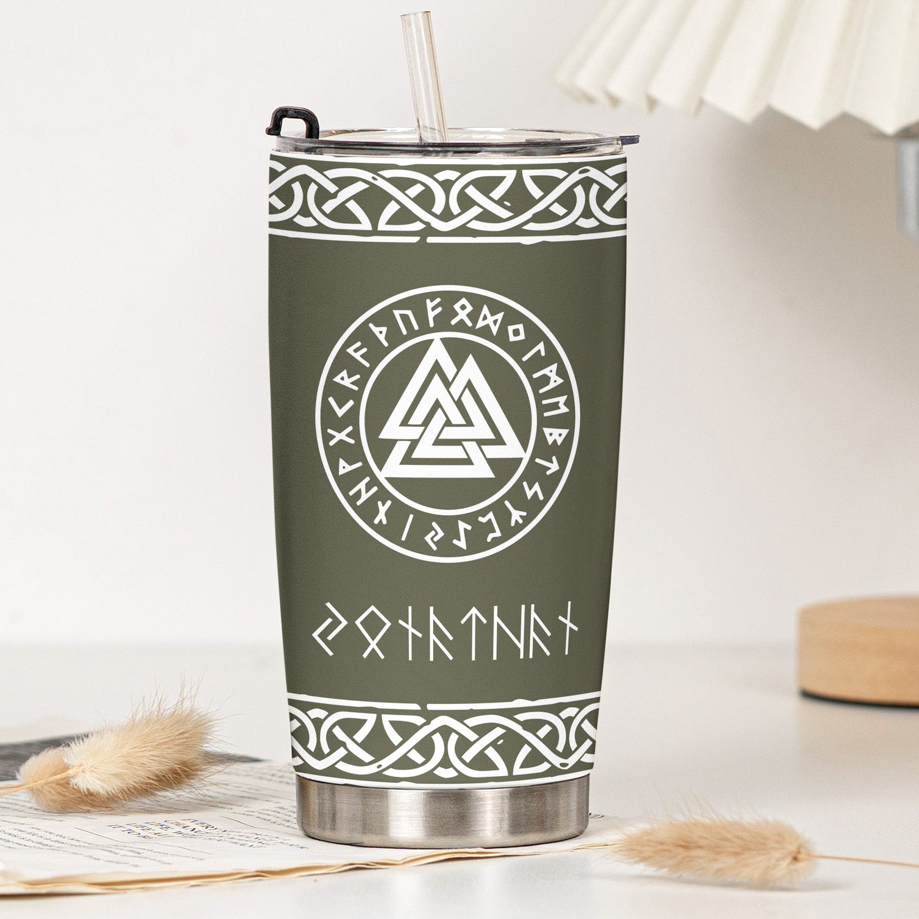 Norse Mythology, Name In Viking Runes - Personalized Tumbler Cup