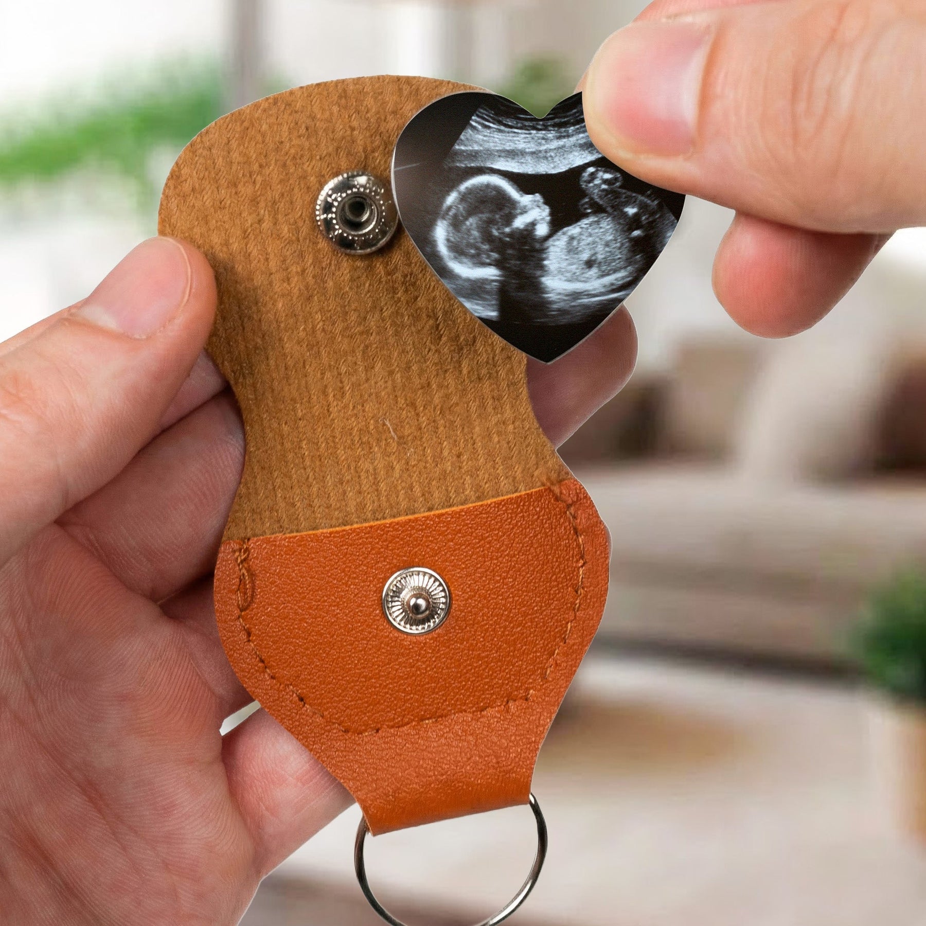 Now You Can Carry Me Too Can't Wait To Meet You - Personalized Leather Photo Pocket Hug