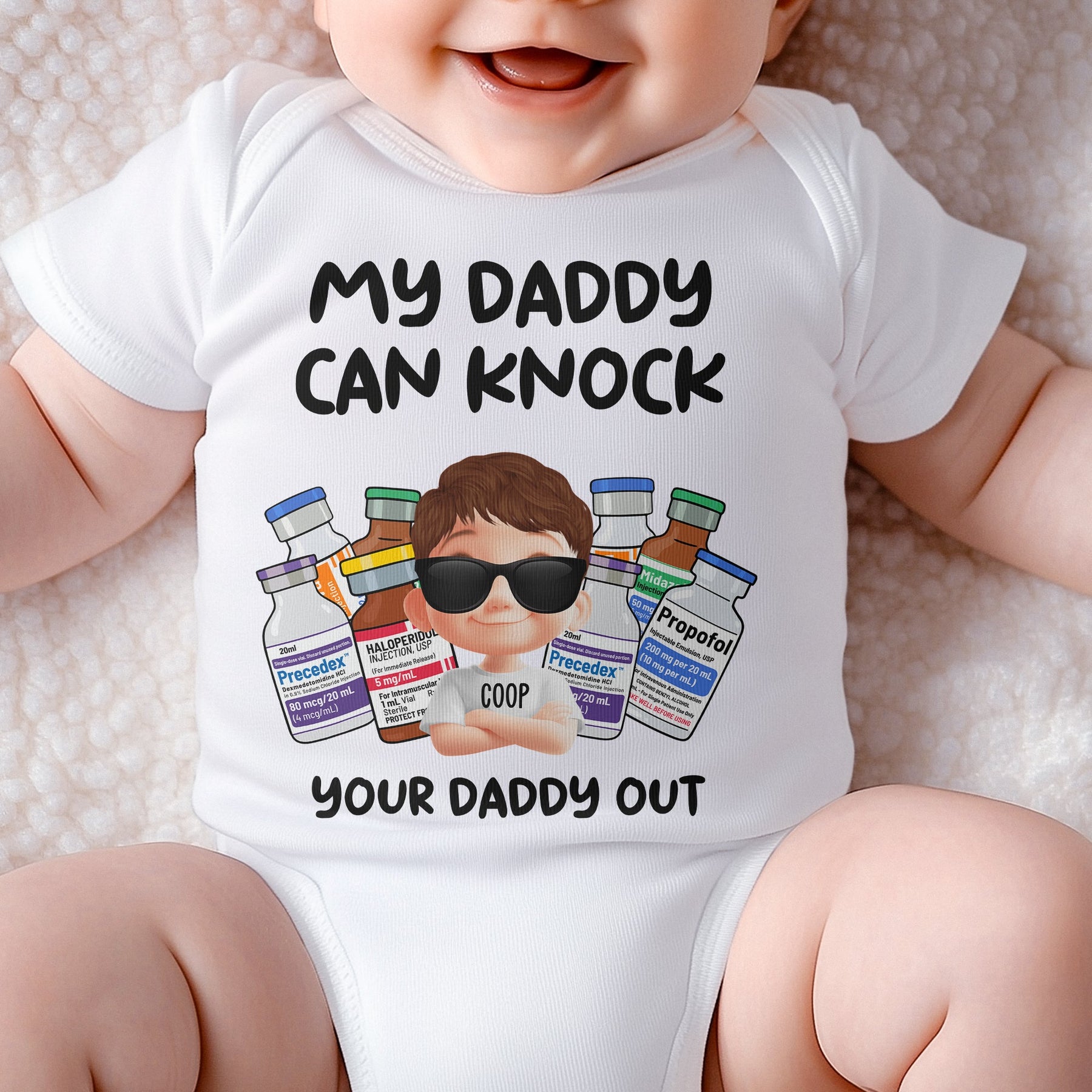Nurse Mom Nurse Dad Can Knock Your Mom Dad Out - Personalized Baby Bodysuit