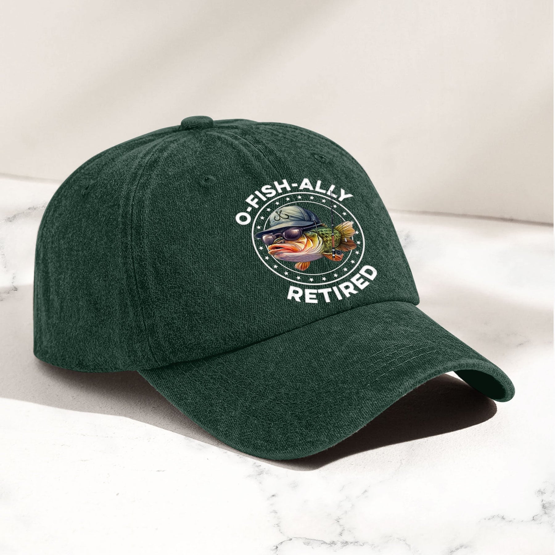 O-Fish-Ally Retired - Personalized Distressed Denim Cap